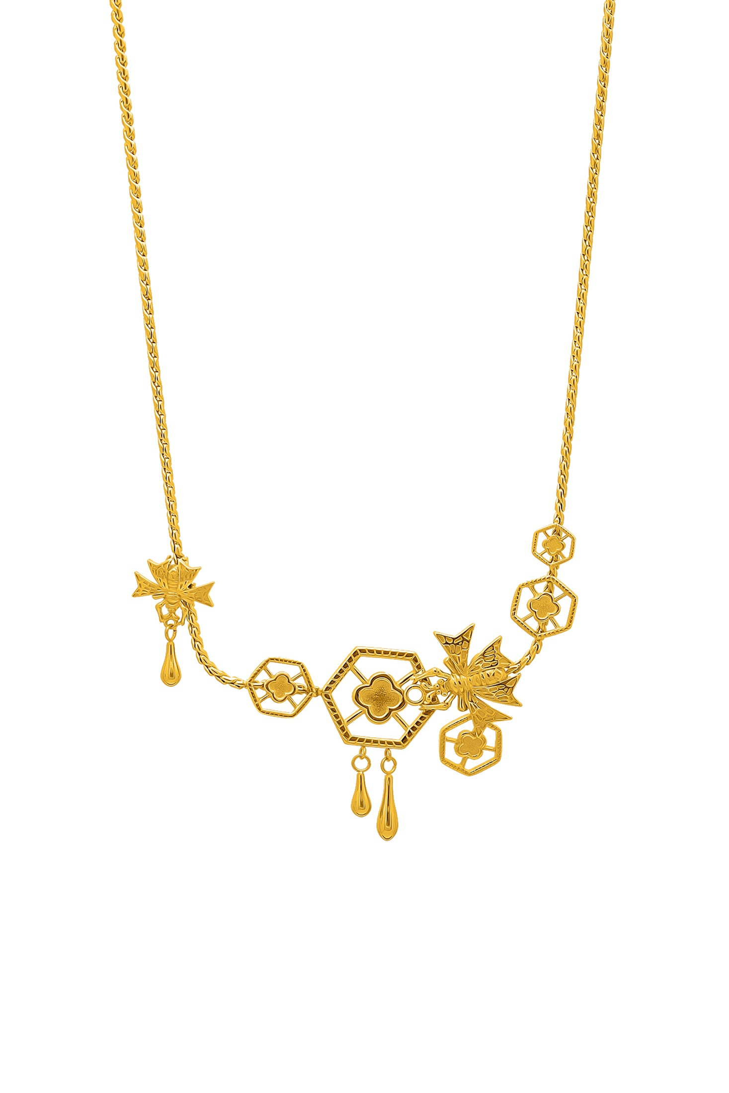 Reġina Gold Carisma Logo Statement Necklace