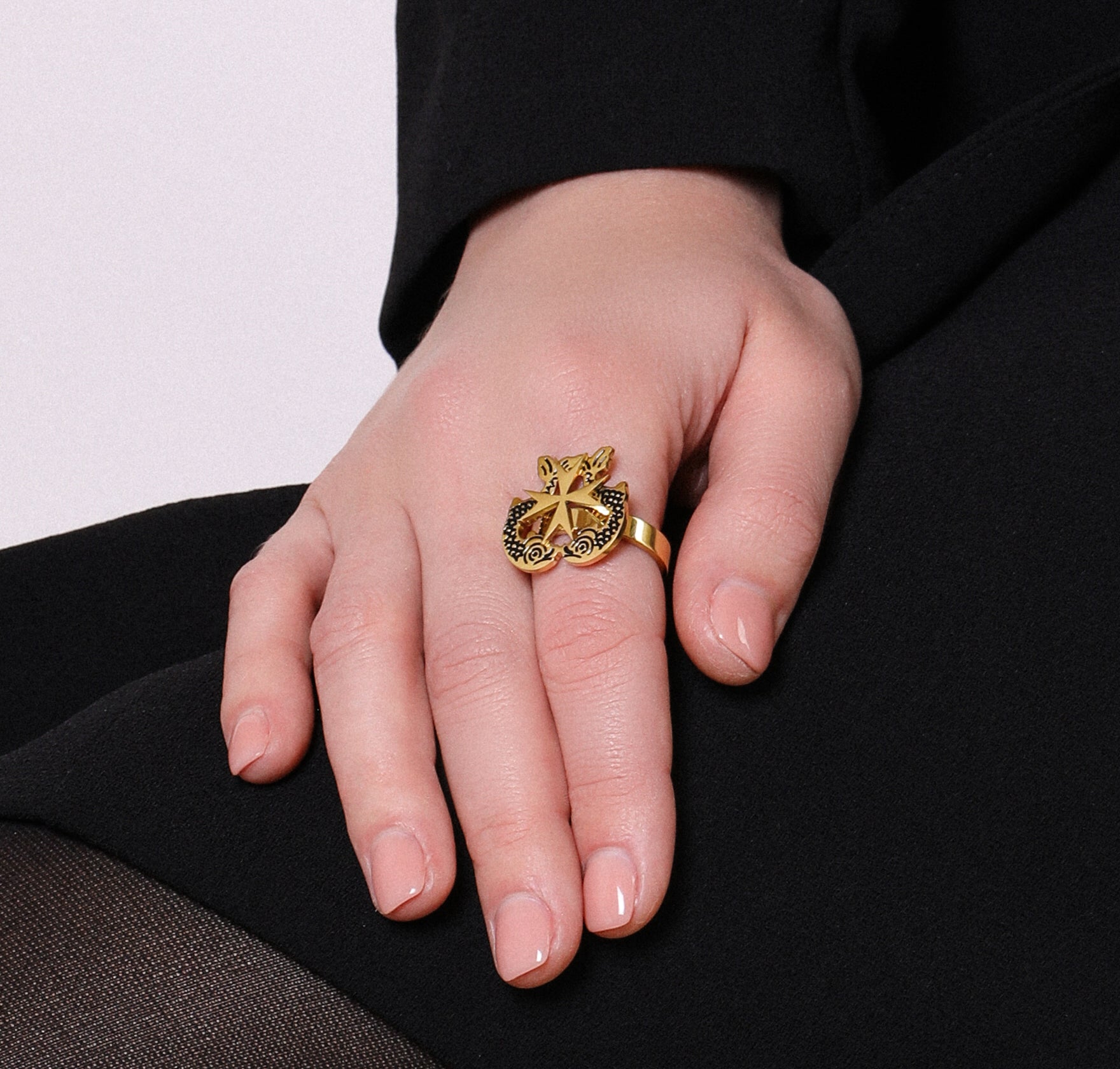 Ħabbata Dolphin & Maltese Cross Ring