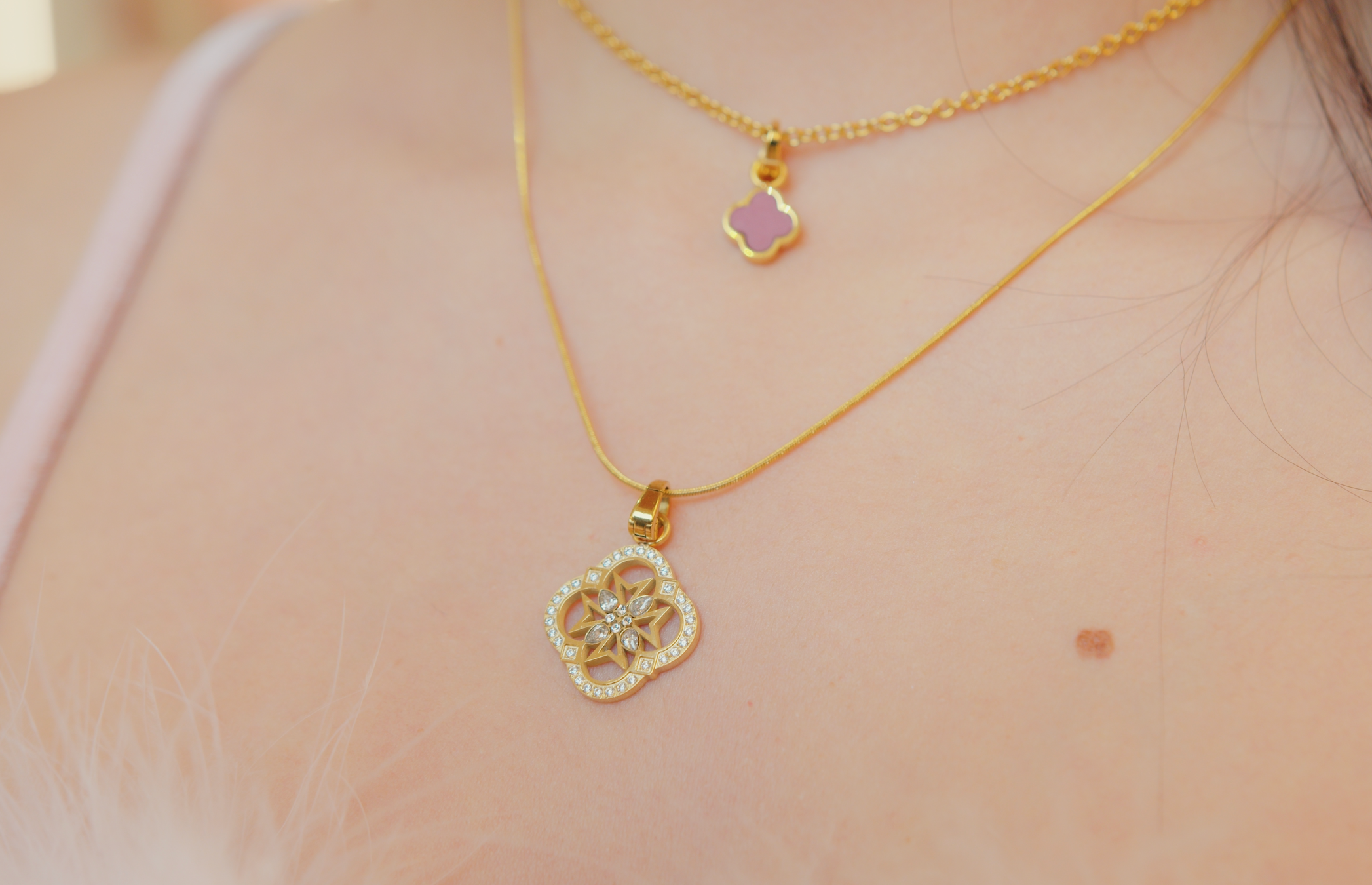 Quad Crystal Maltese Cross Pendant