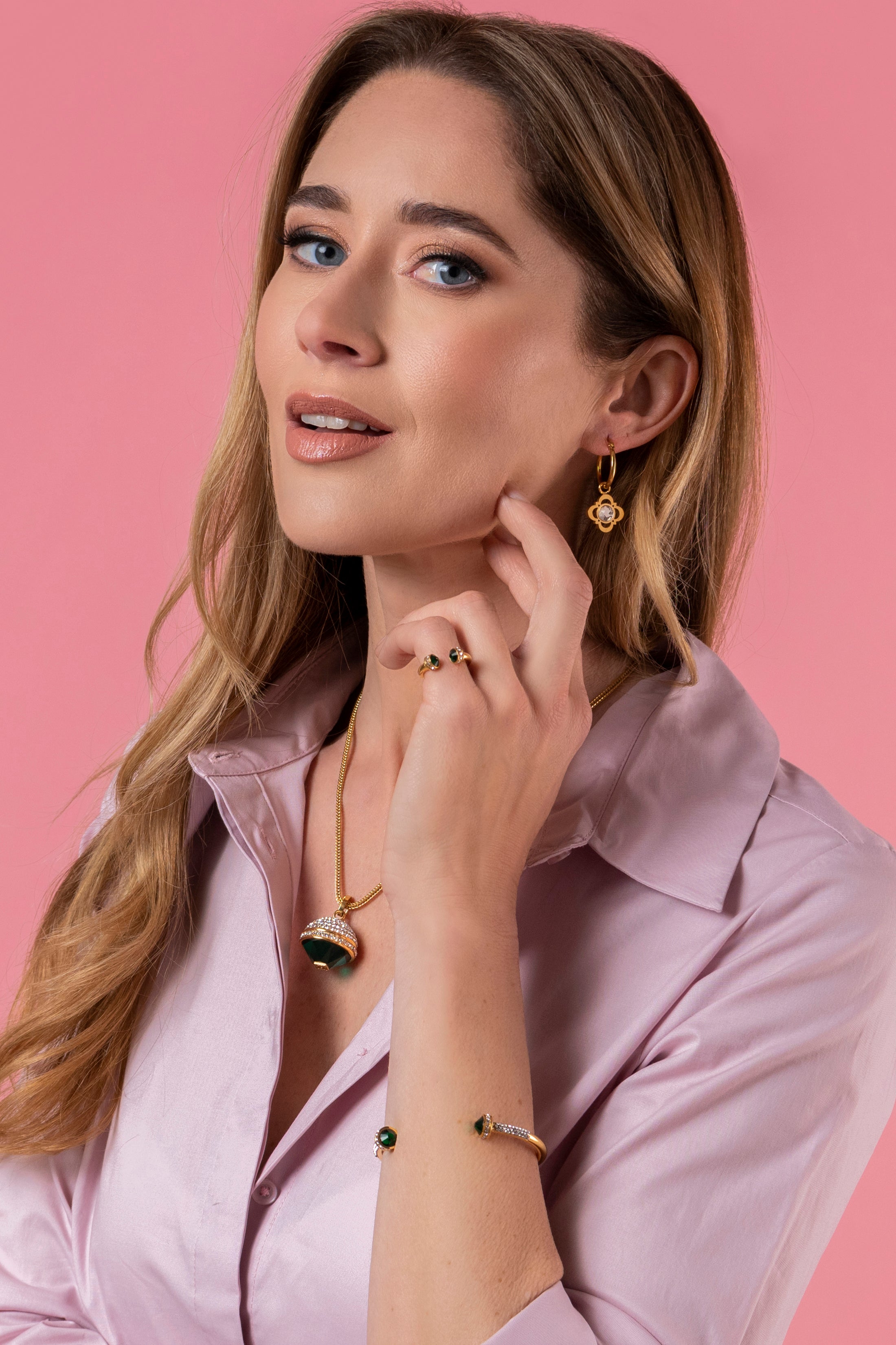 Green Crystal Sphere Bangle