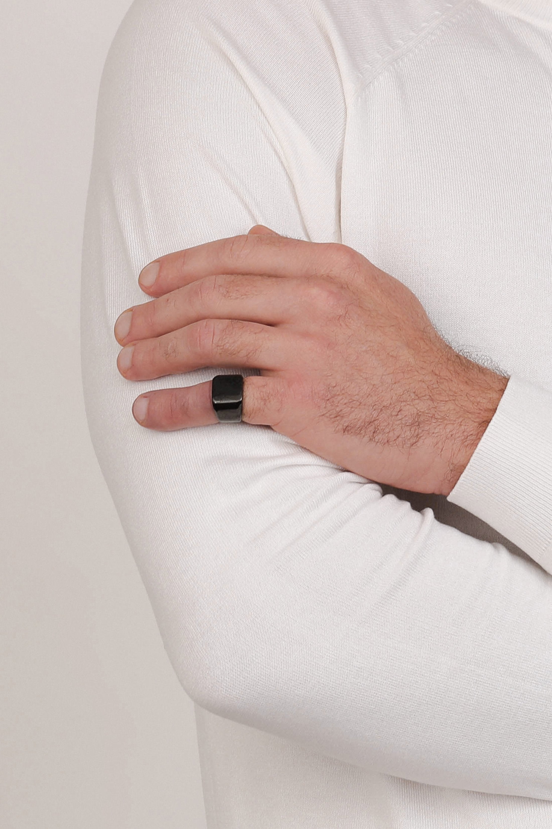 Matte Black Square Engravable Ring