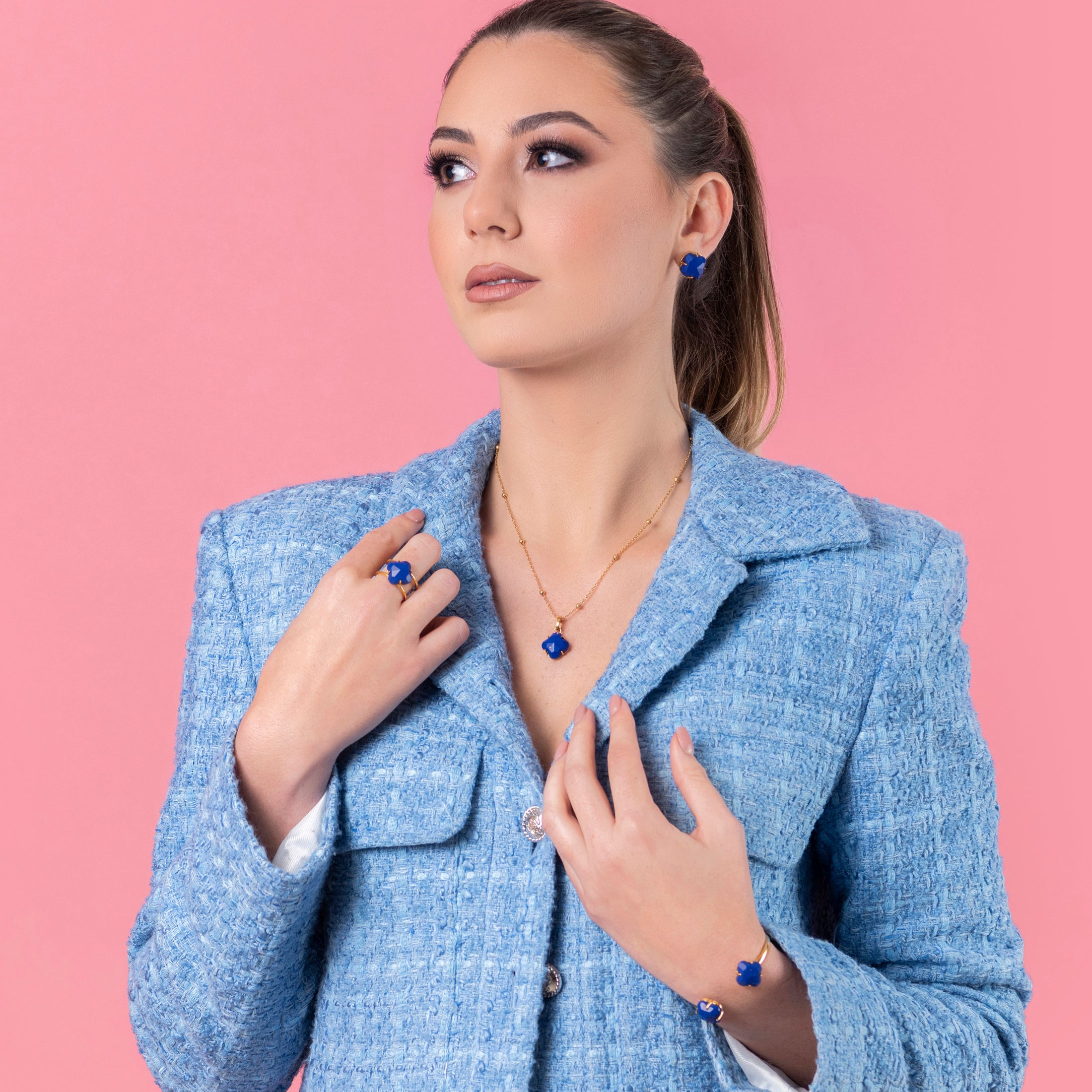 Stone Station Stud Earring Set