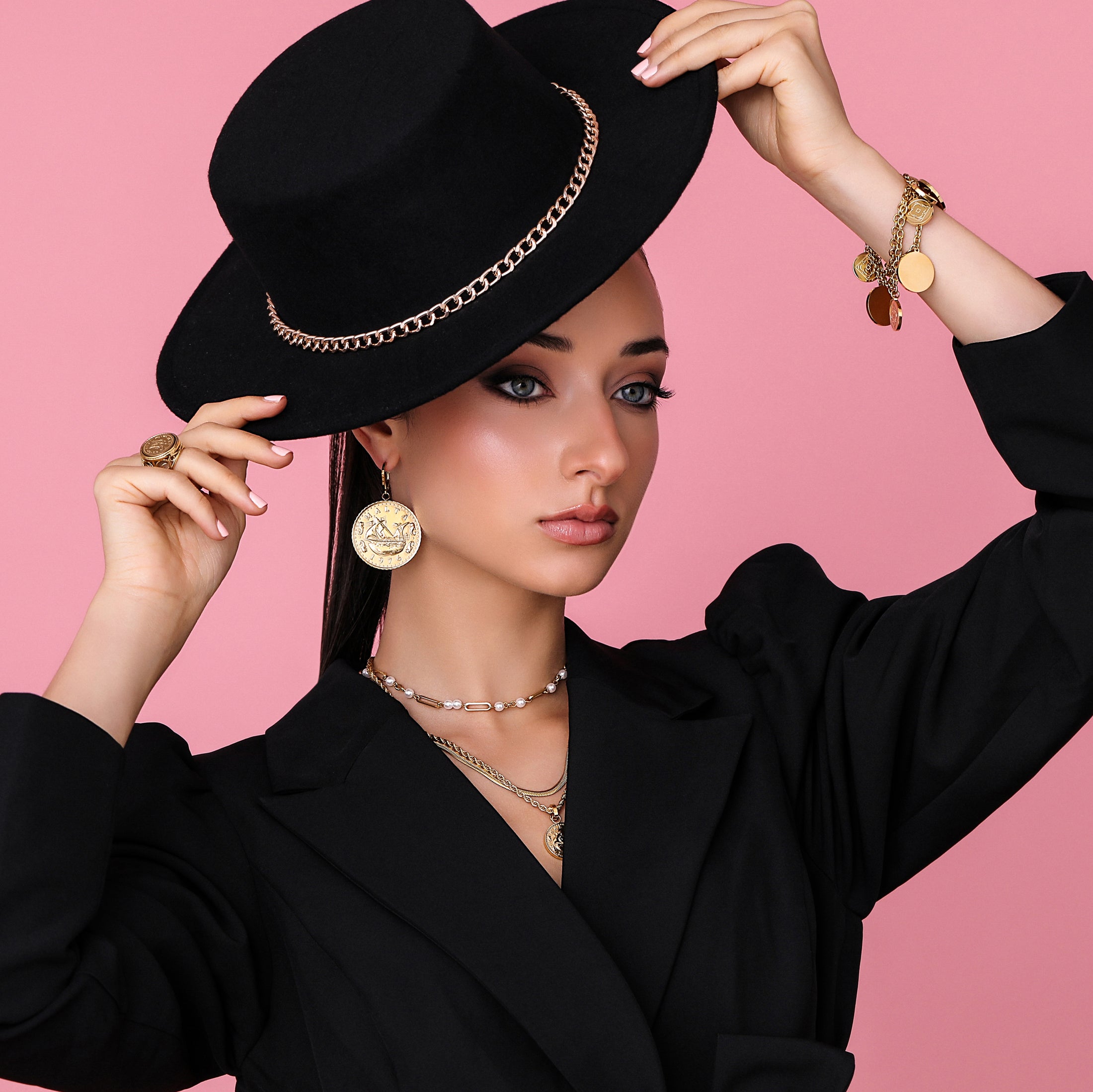 Xini Coin Embossed Statement Earrings