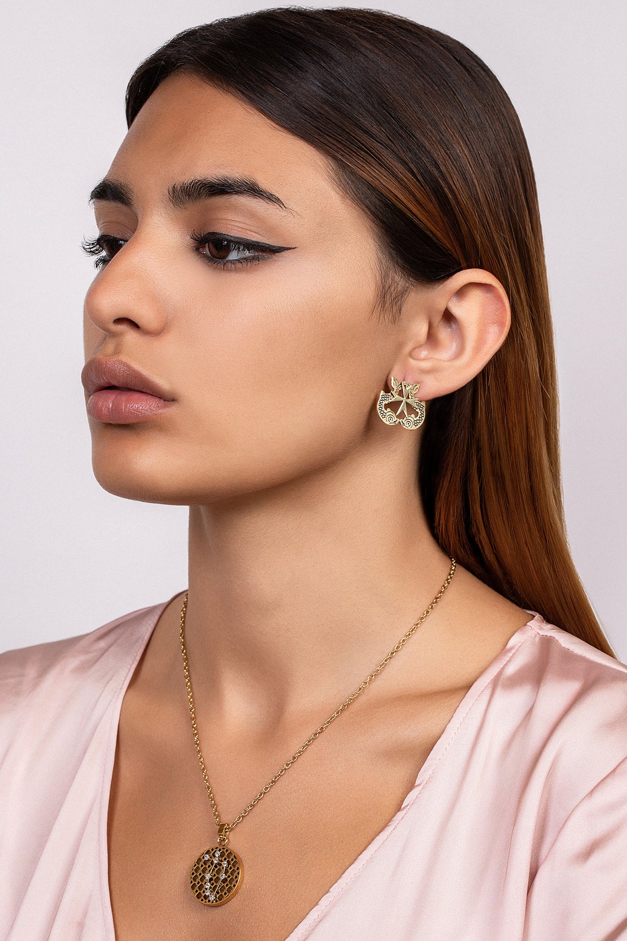 Dolphin & Maltese Cross Stud Earring Set