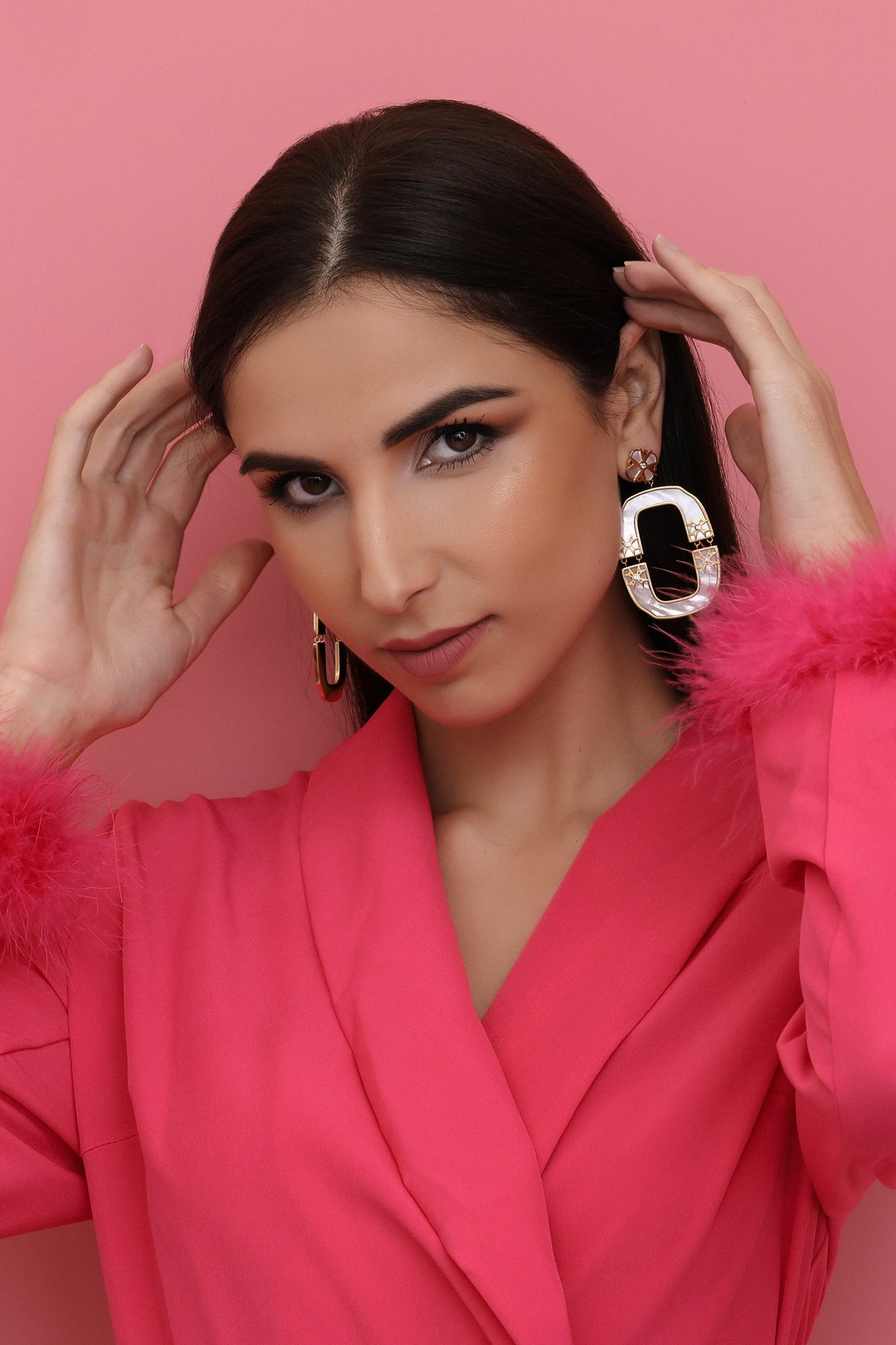 Hinged Mother of Pearl Statement Earrings