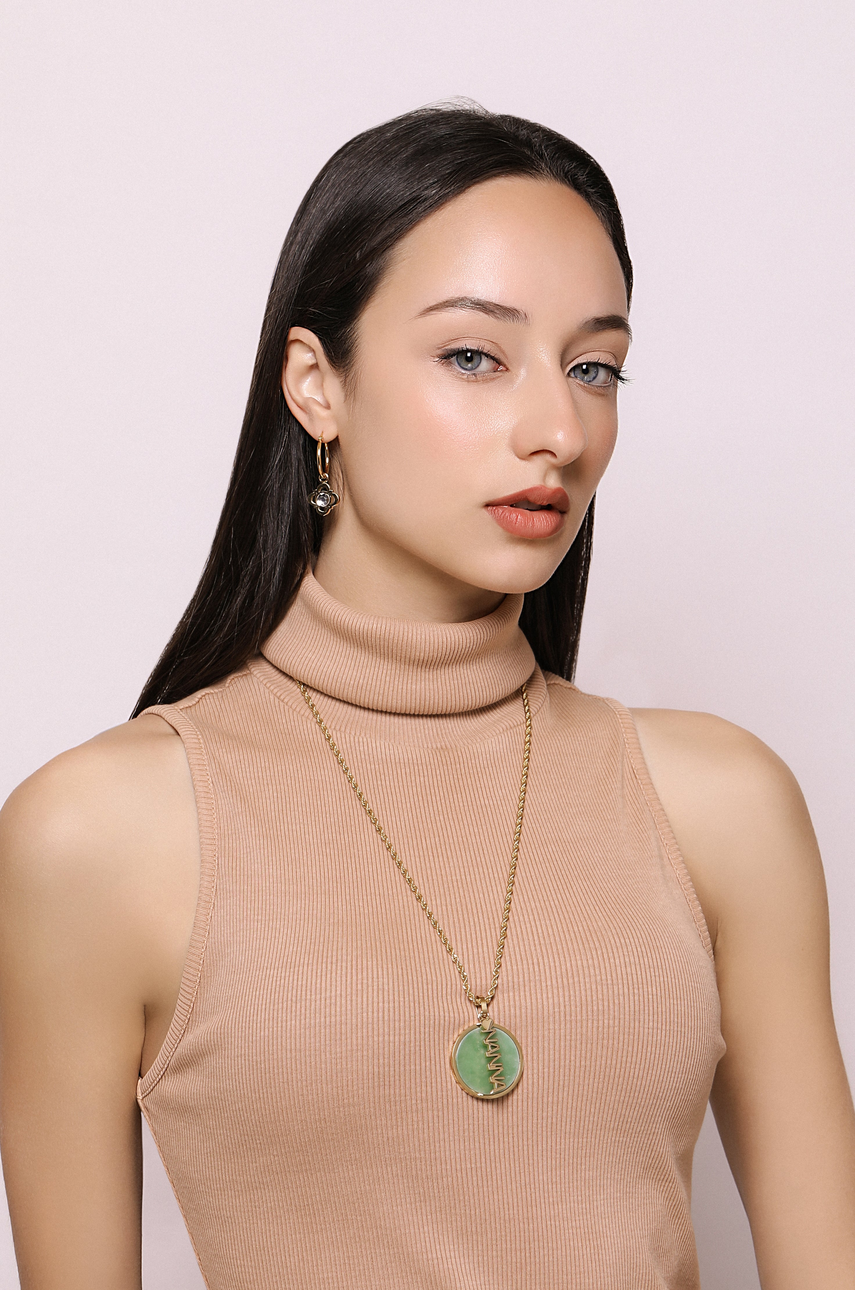 Jade Stone Large Circle Pendant