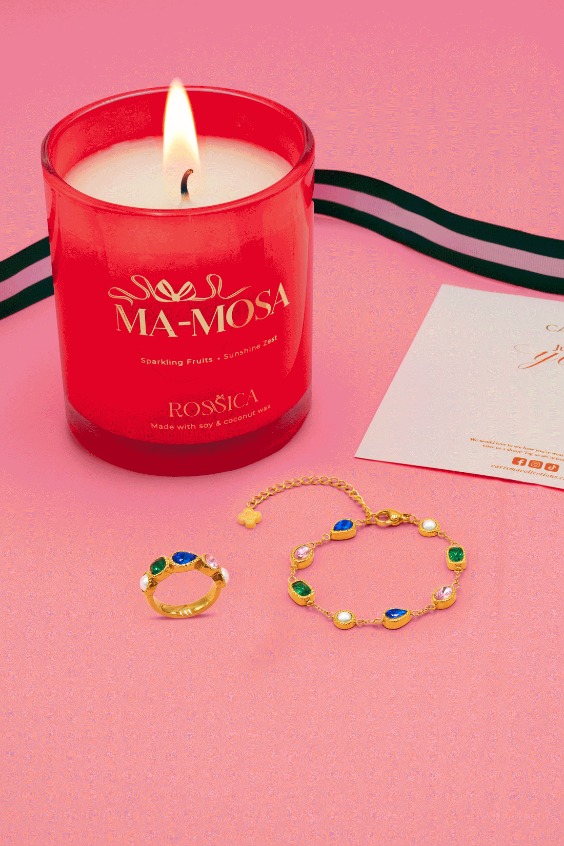 Citadel Whisper Bracelet, Fortress Ring &amp; Rossica Candle Gift Set