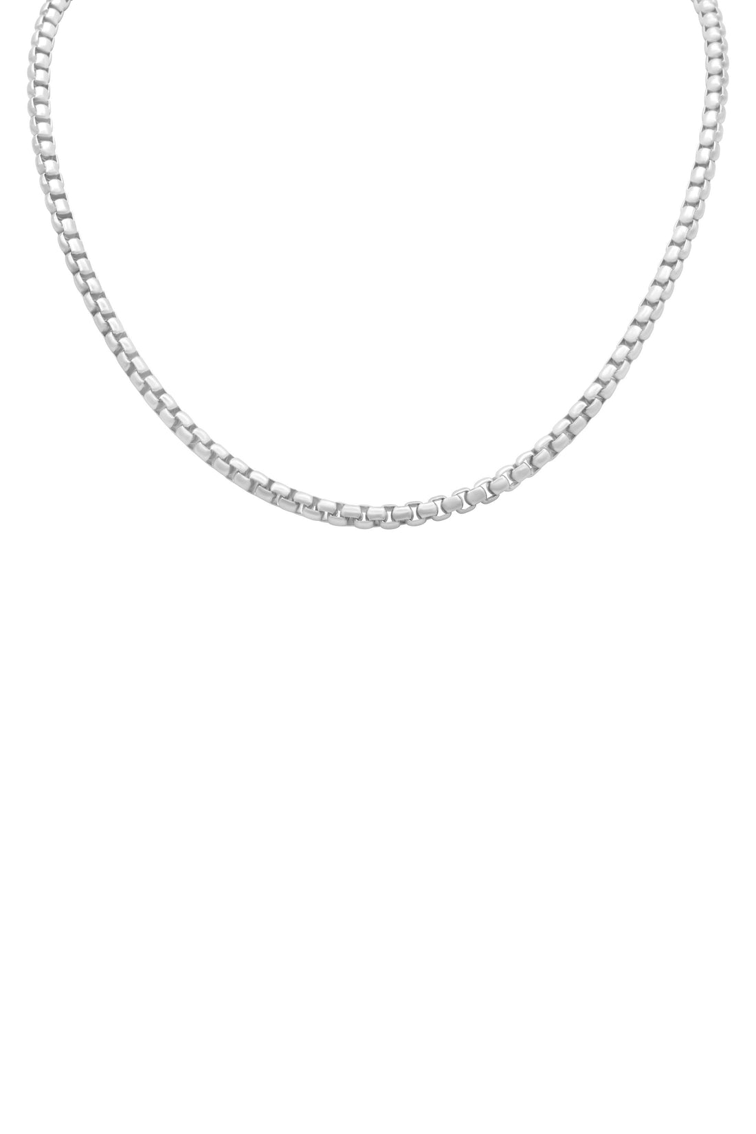 Boys Box Chain Silver Necklace