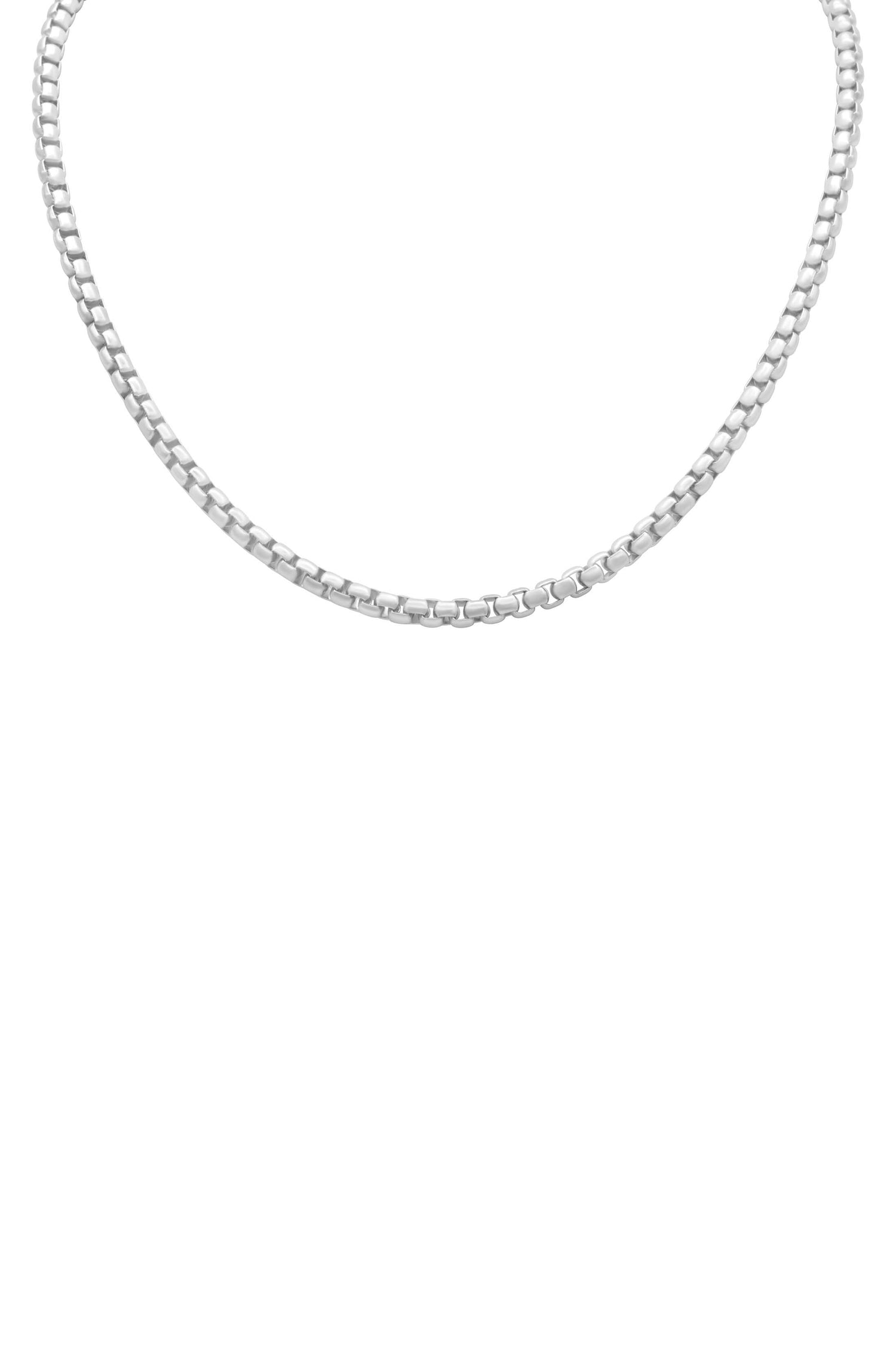 Boys Box Chain Silver Necklace
