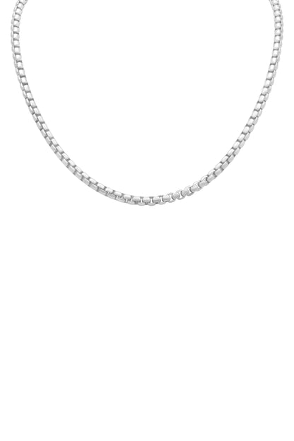 Boys Box Chain Silver Necklace