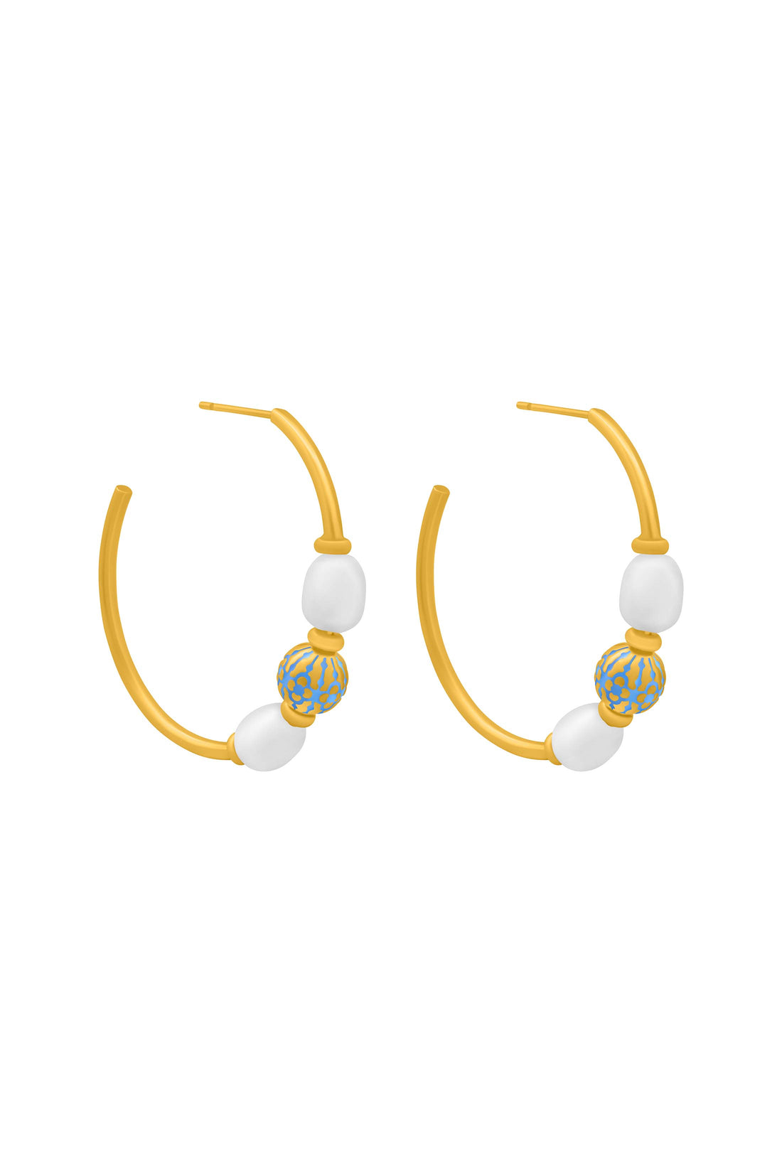Atlas Blue Pearl Hoop Earring Set
