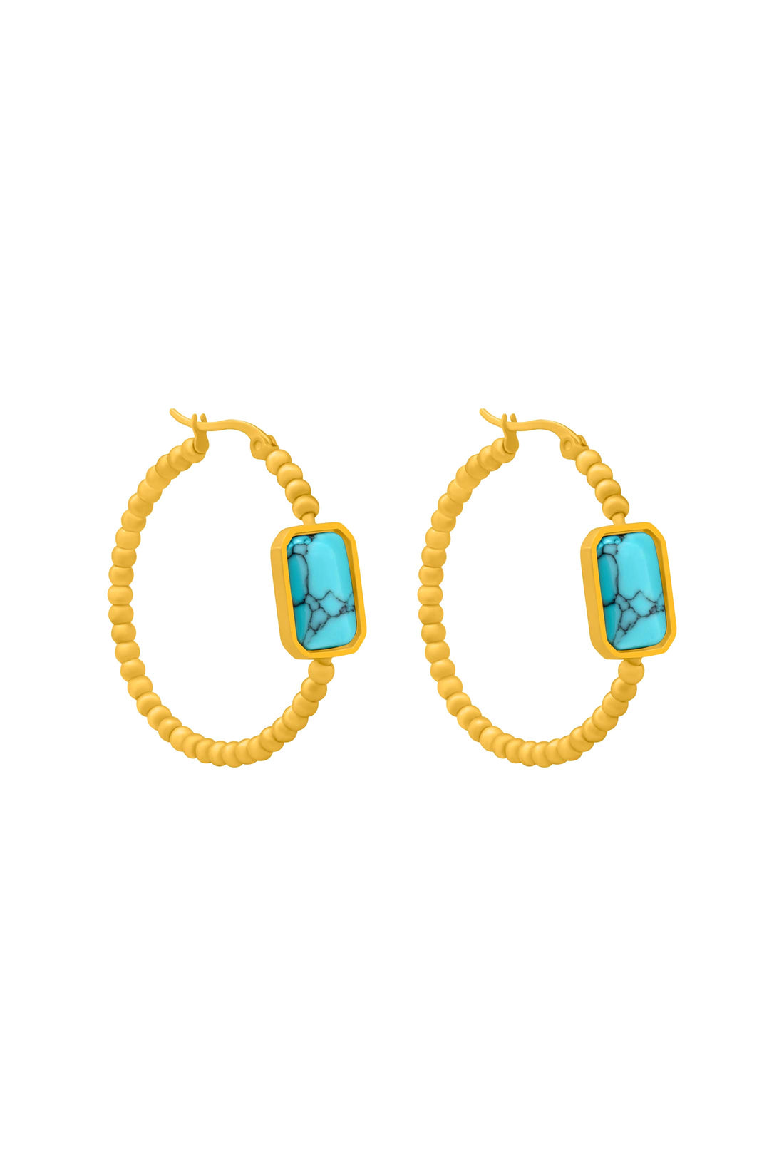 Turquoise Kasbah Stone Hoop Earring Set
