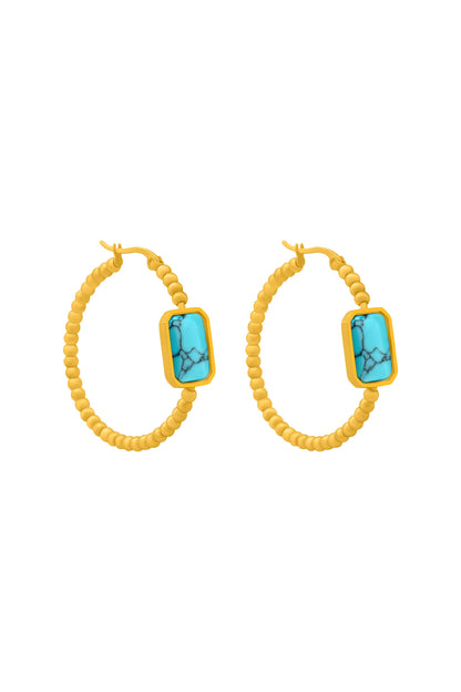 Turquoise Kasbah Stone Hoop Earring Set
