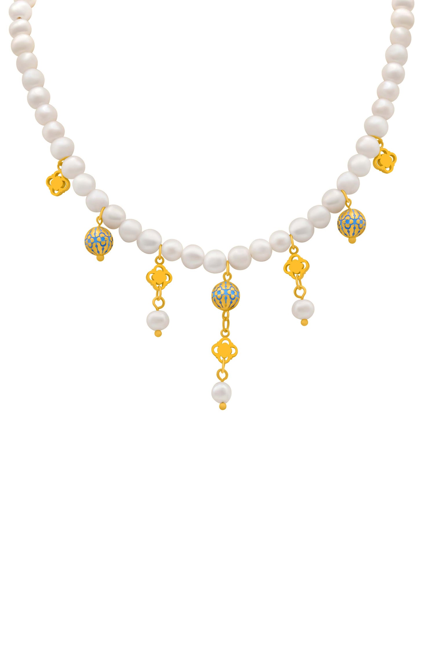 Atlas Blue Pearl Charm Necklace