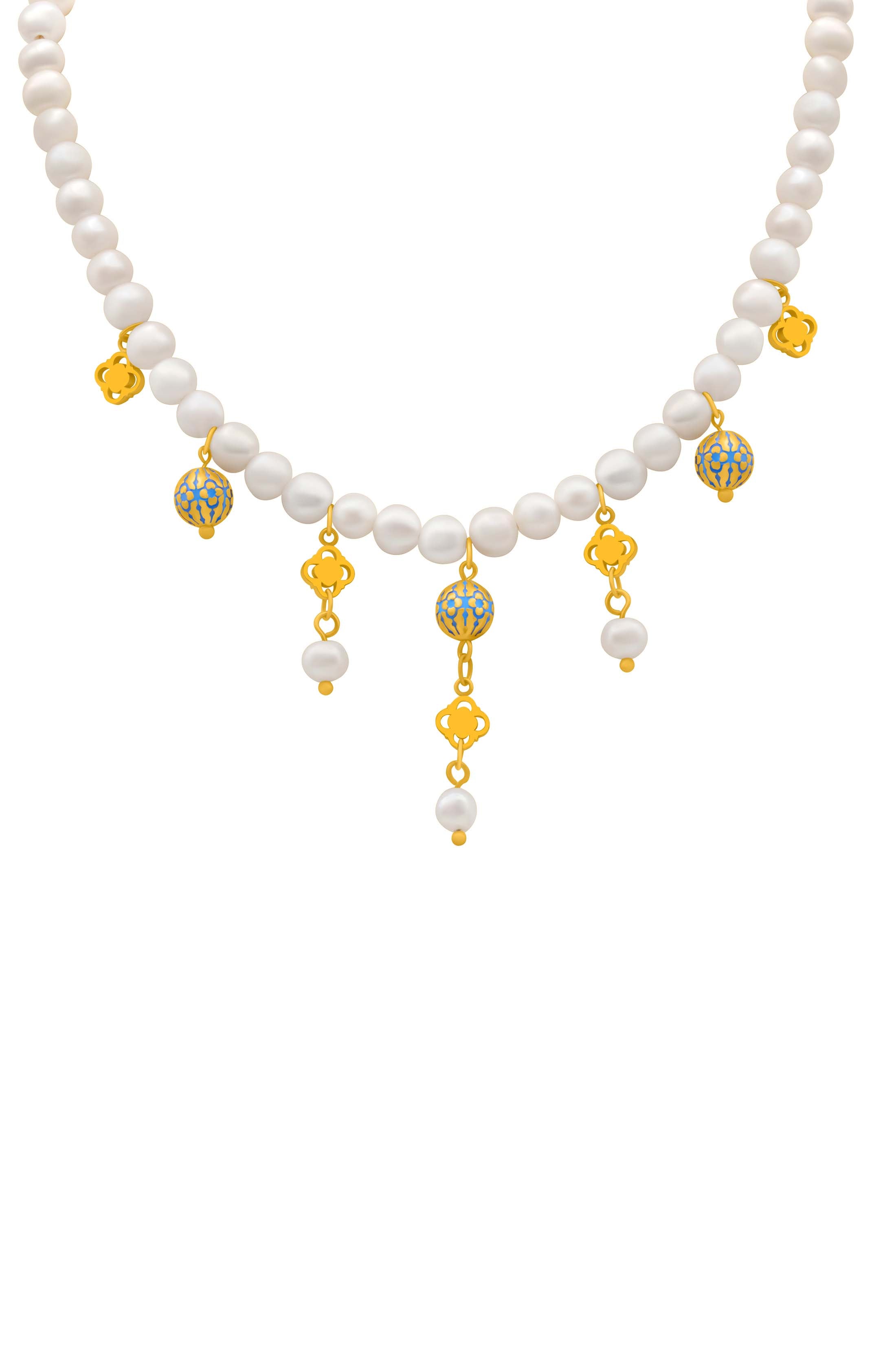 Atlas Blue Pearl Charm Necklace