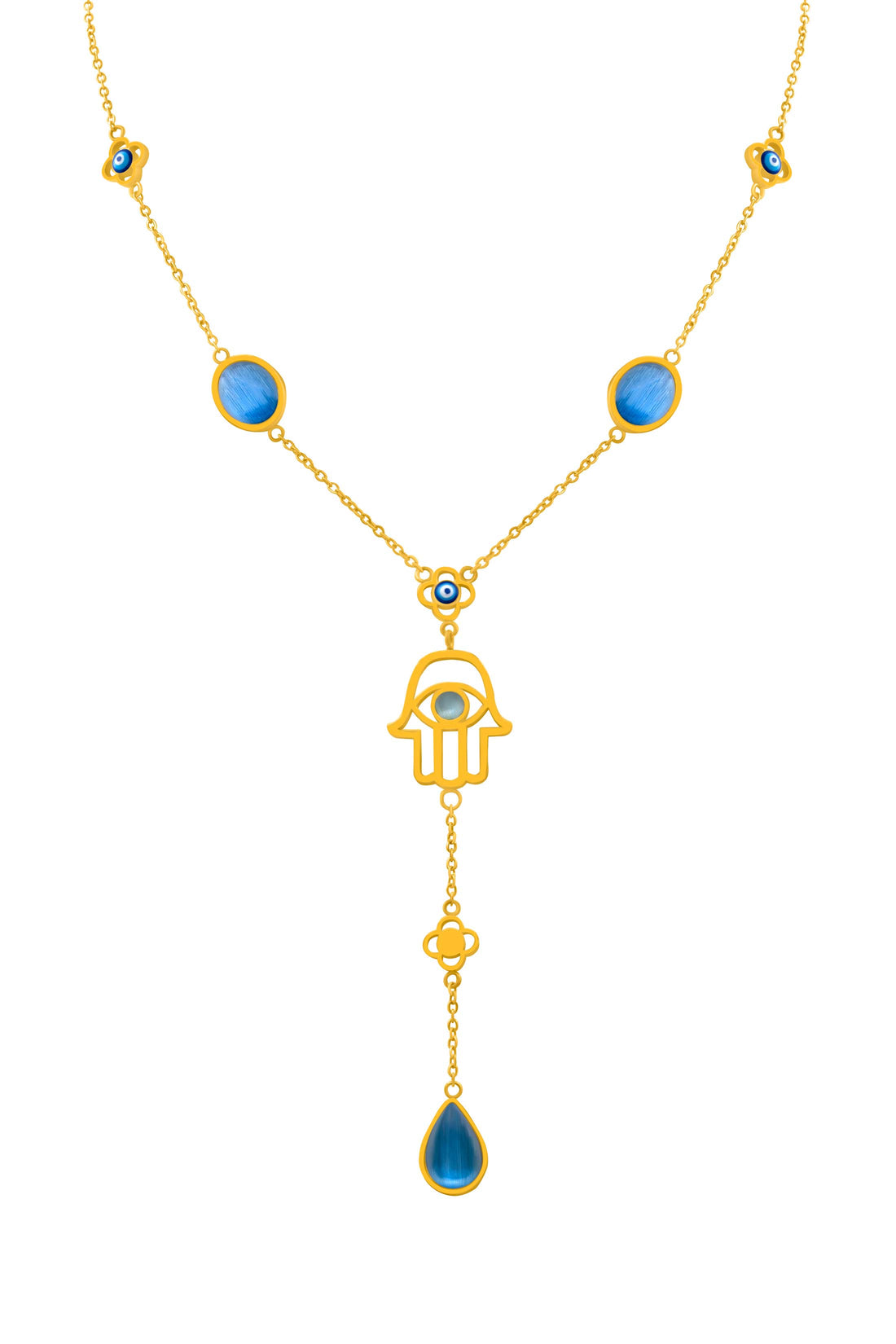 Evil Eye Hamsa Drop Necklace
