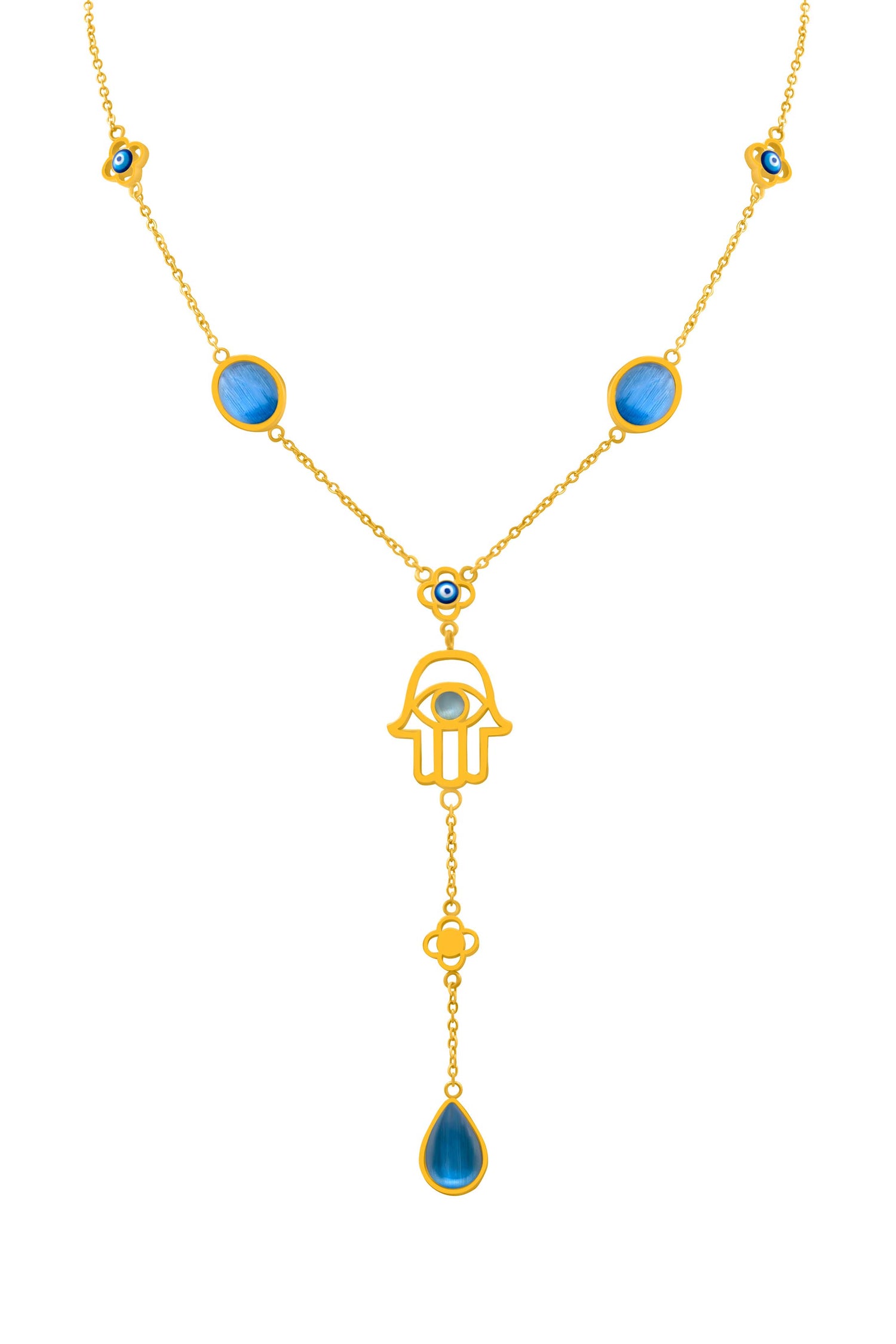 Evil Eye Hamsa Drop Necklace