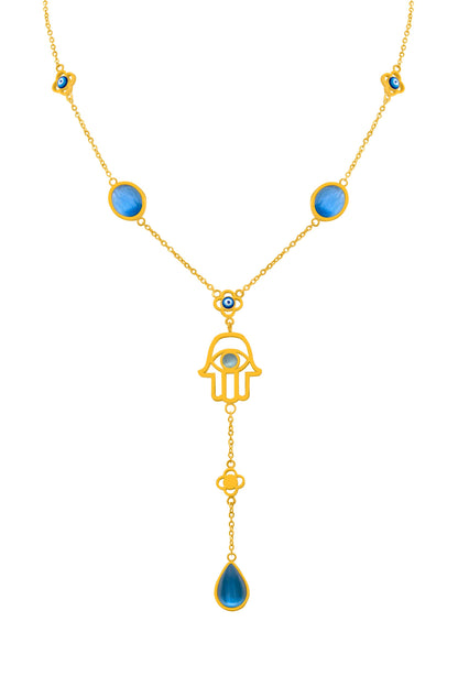 Evil Eye Hamsa Drop Necklace