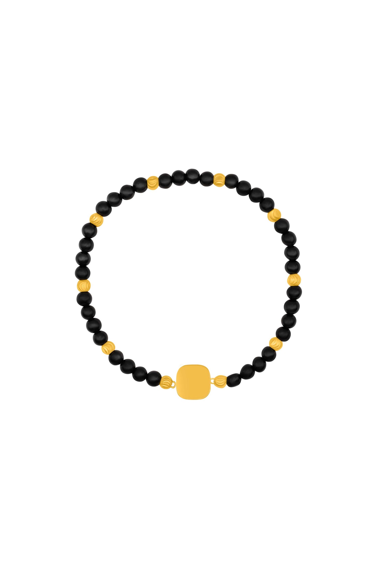 Orion Black Agate Bead Engravable Bracelet