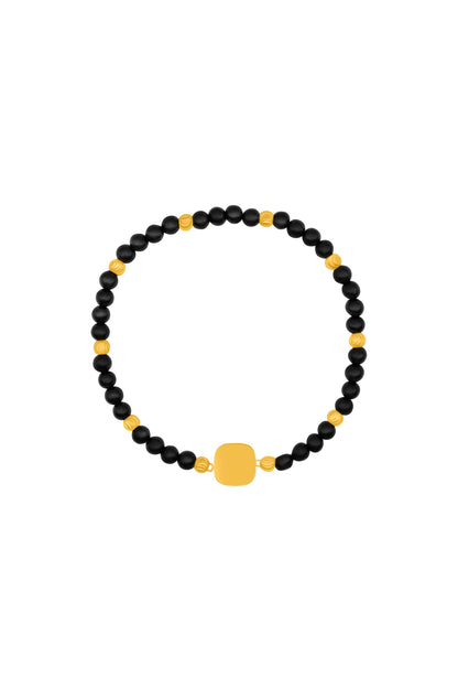 Orion Black Agate Bead Engravable Bracelet