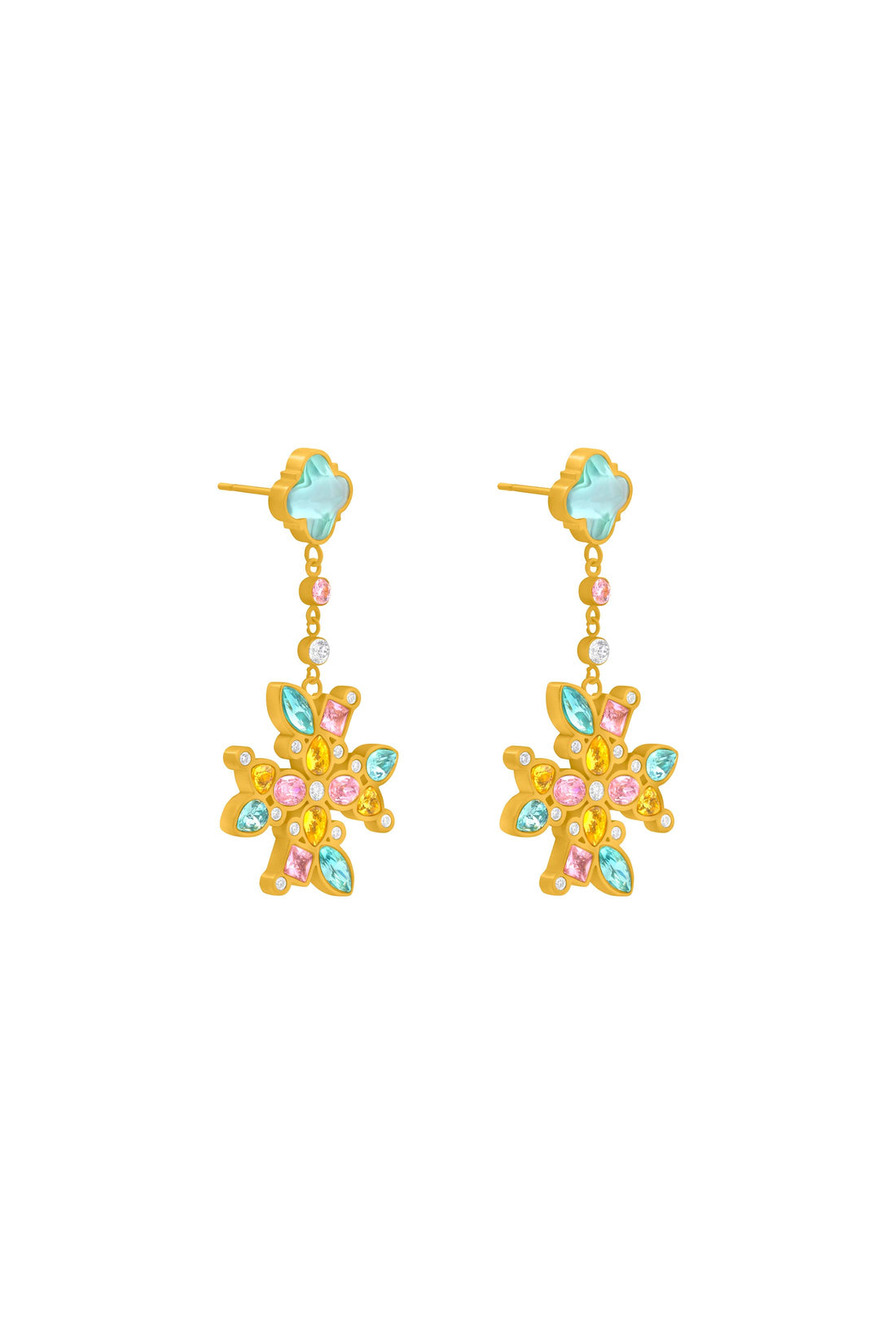 Maltese Cross Regalia Drop Stud Earring Set