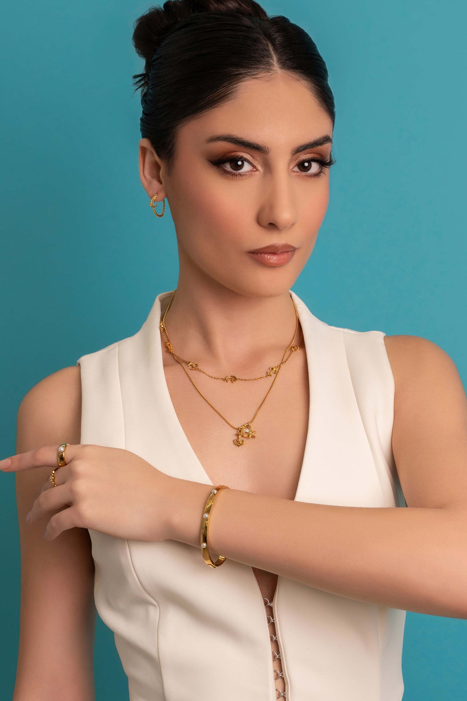 Azure Anchor Hoop Earring Set