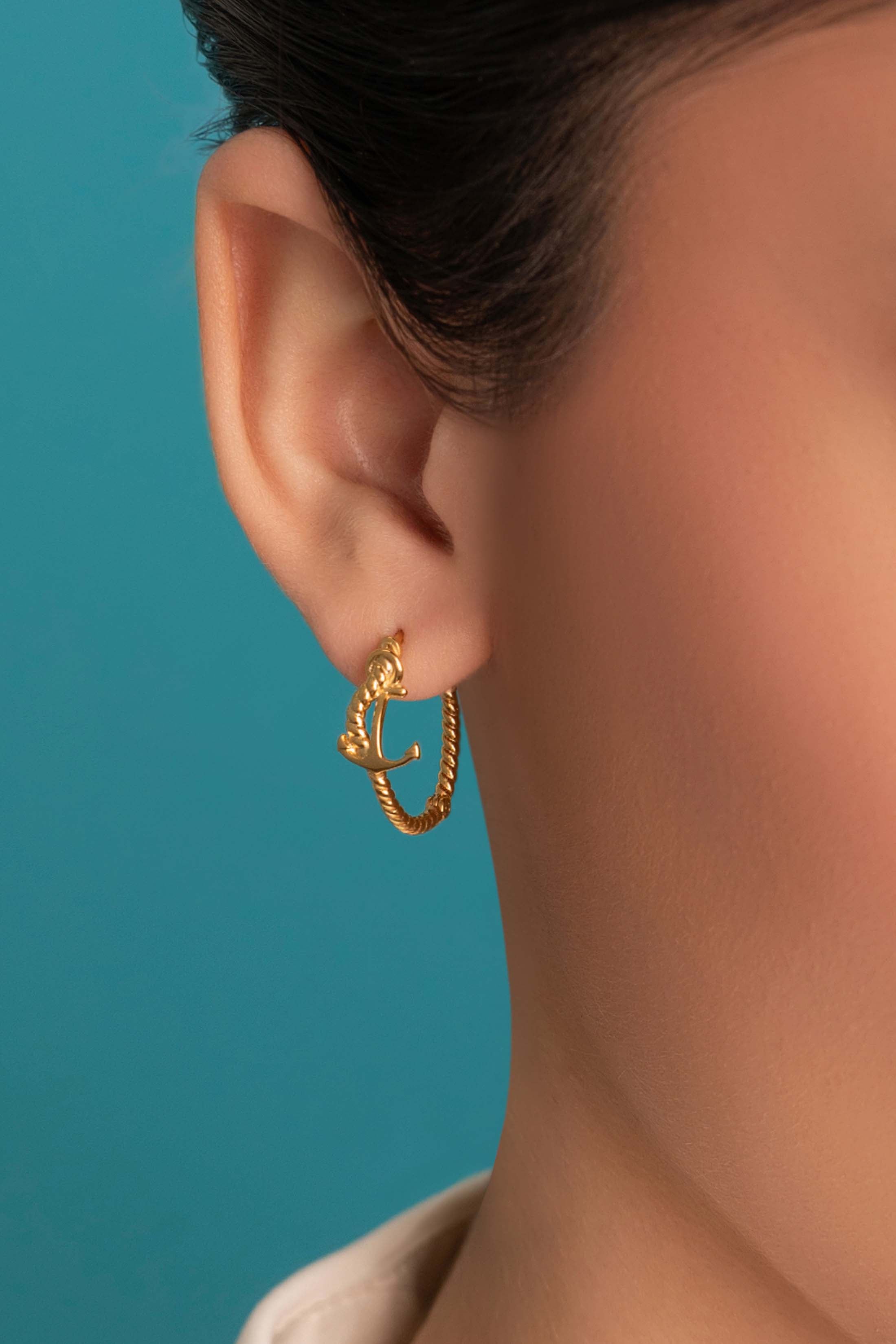 Azure Anchor Hoop Earring Set