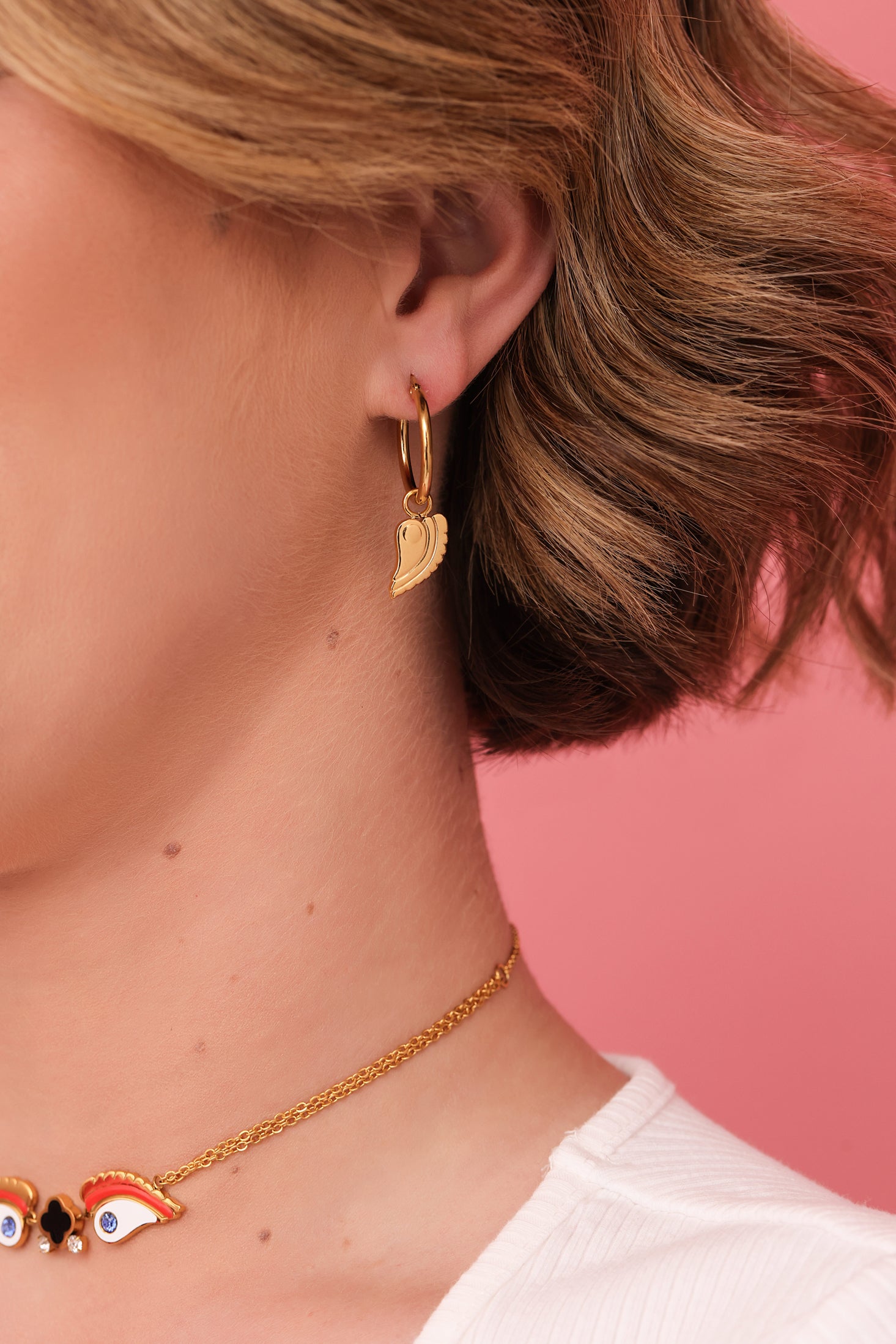 Golden Luzzu Eye Pendant Earring Set