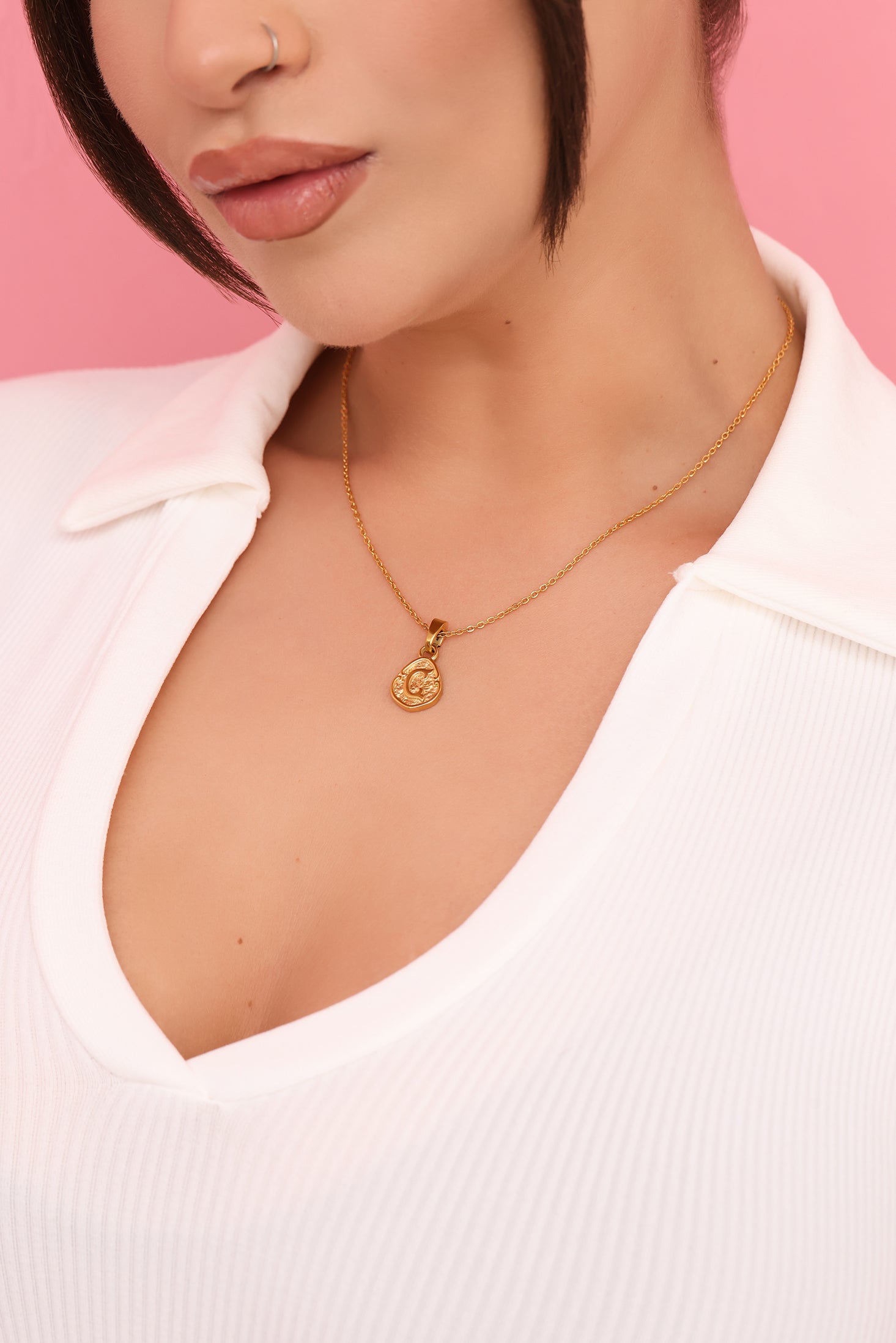 Tberfil Letter Pendant with Petite Adjustable Chain Necklace