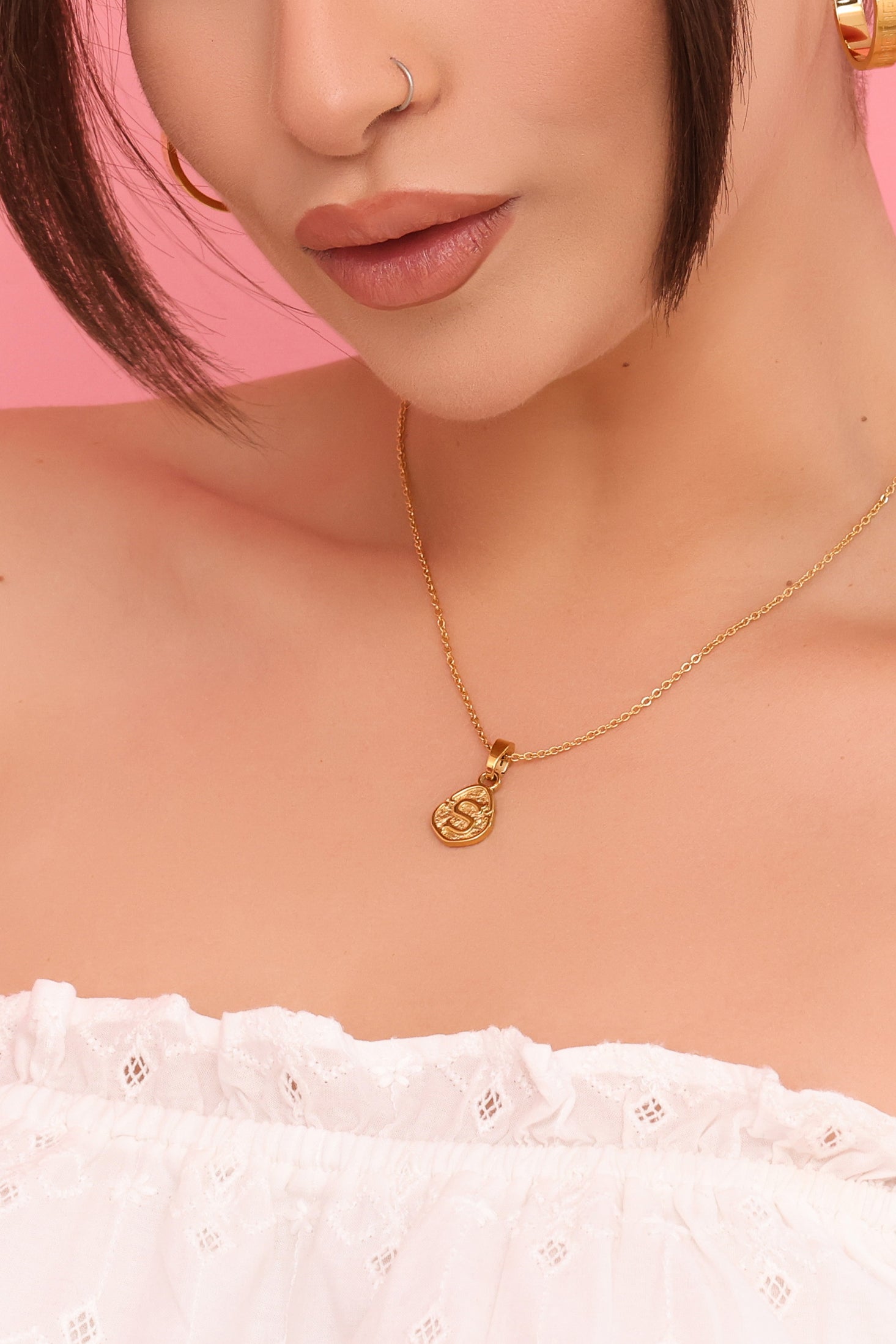 Tberfil Letter Pendant with Petite Adjustable Chain Necklace