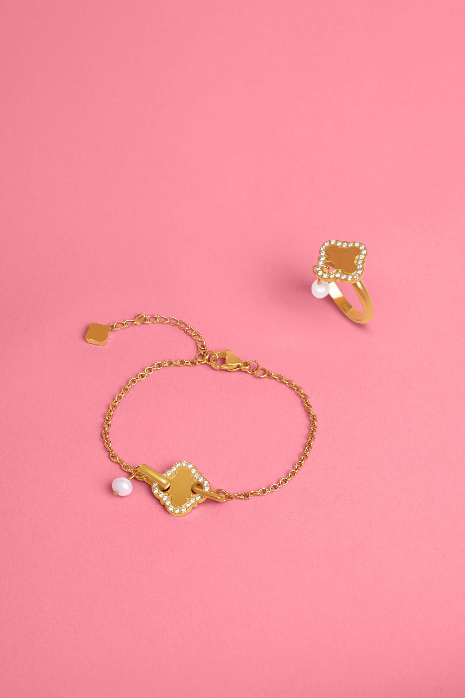 Pearl Linked Bracelet &amp; Ring Gift Set