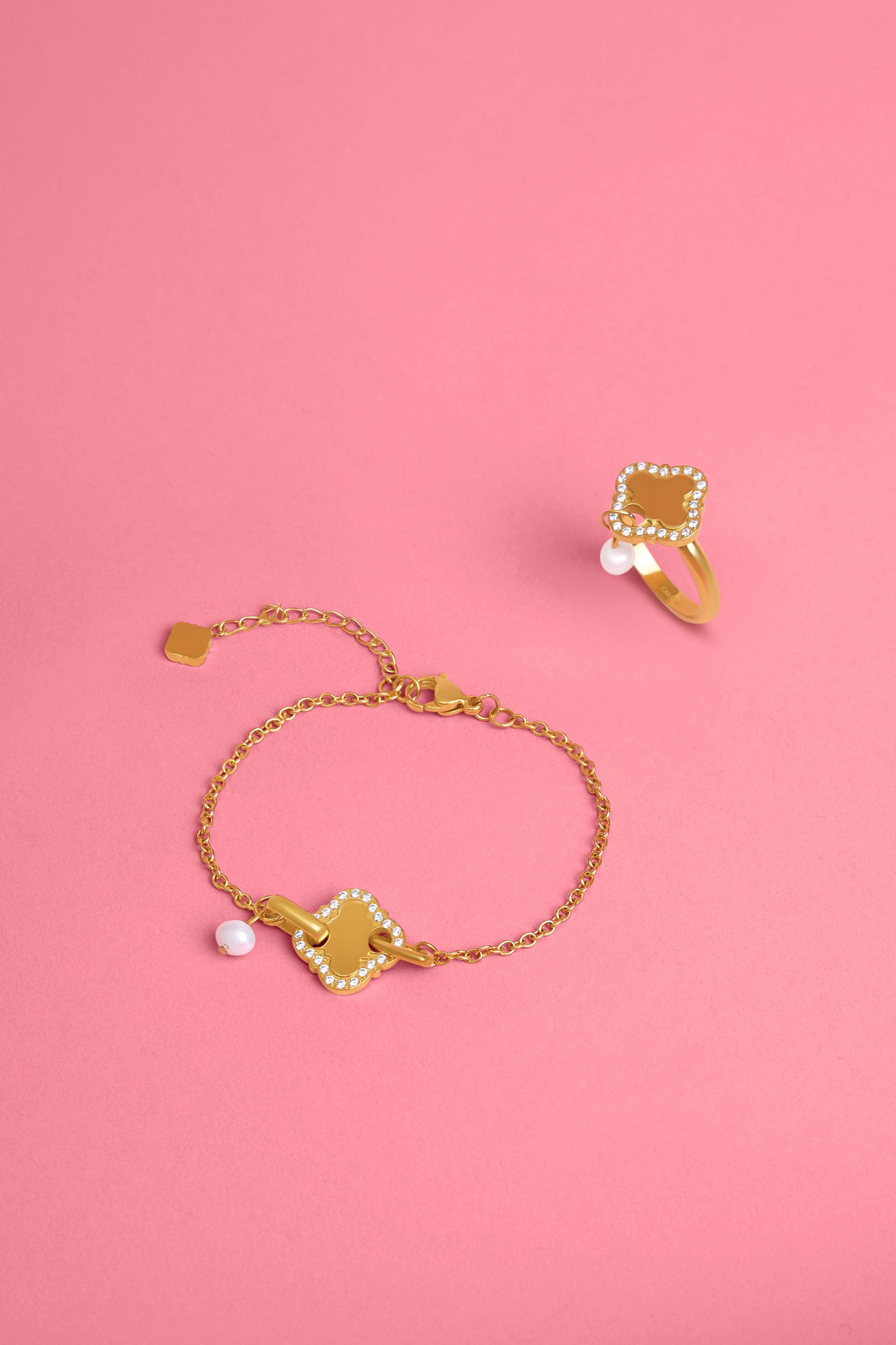 Pearl Linked Bracelet &amp; Ring Gift Set