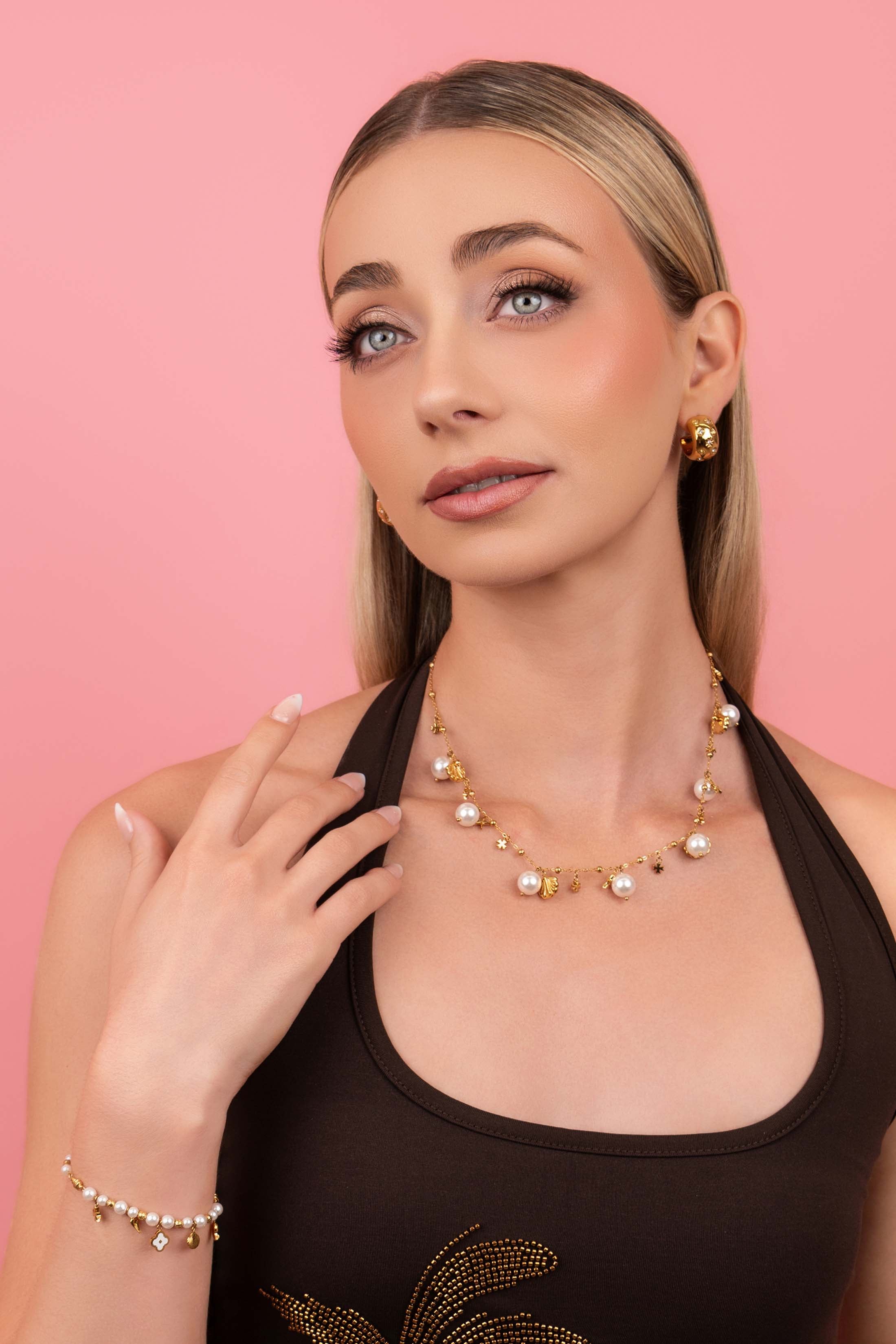 Maltese Summer Drop Statement Earrings &amp; Charm Necklace Gift Set