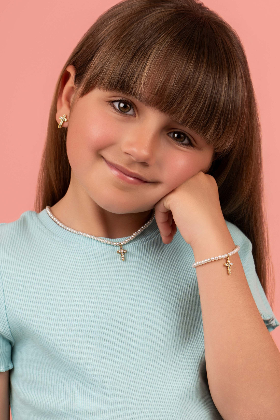 Little Blessing Pearl Necklace, Bracelet &amp; Stud Gift Set