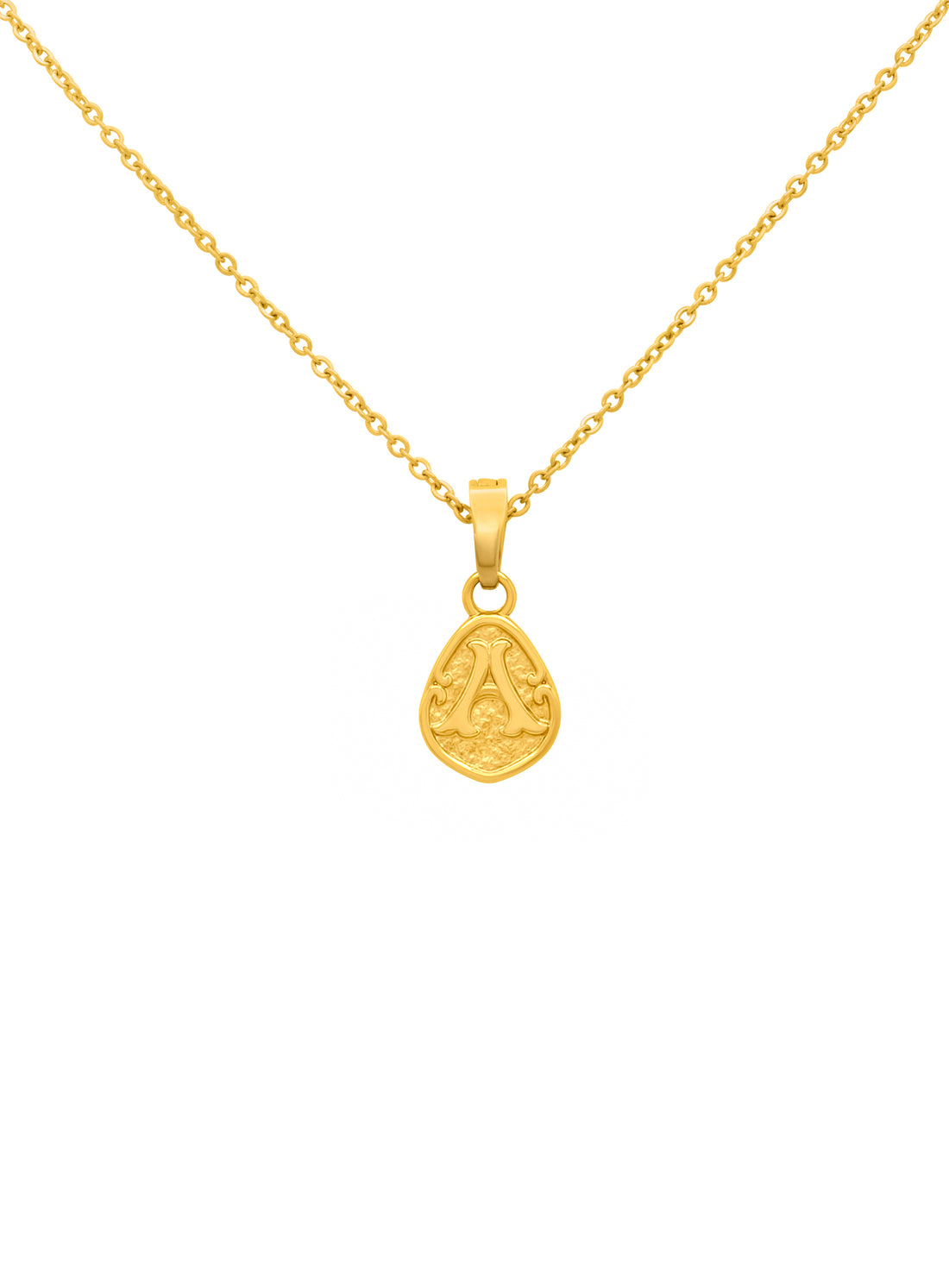 &quot;A&quot; Tberfil Letter Pendant with Petite Adjustable Chain Necklace