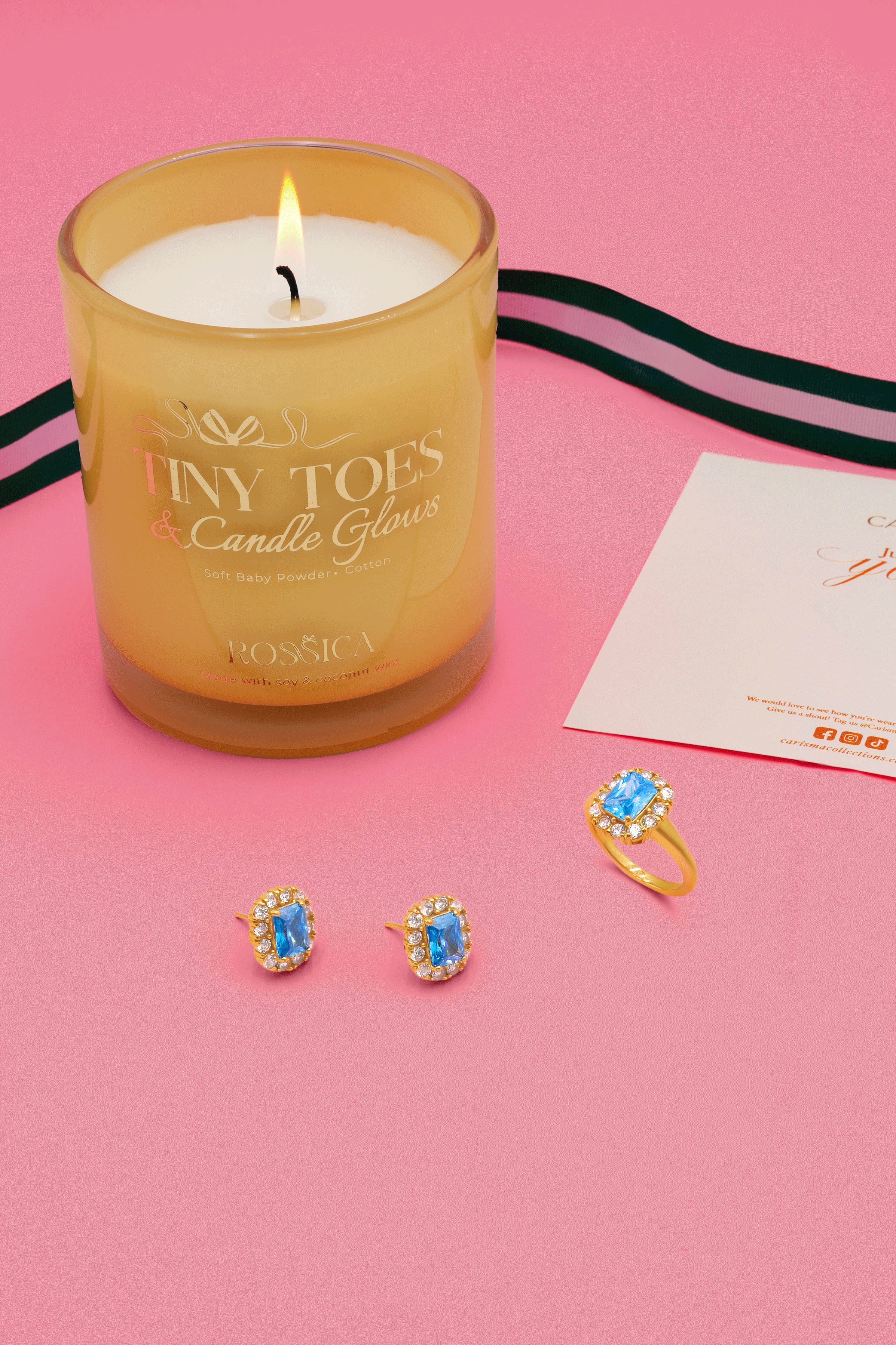 Alba Stud Earring, Ring &amp; Rossica Candle Gift Set