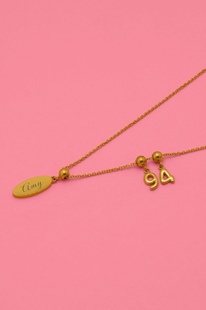 Numbers &amp; Engravable Toggle Charm Necklace Gift Set