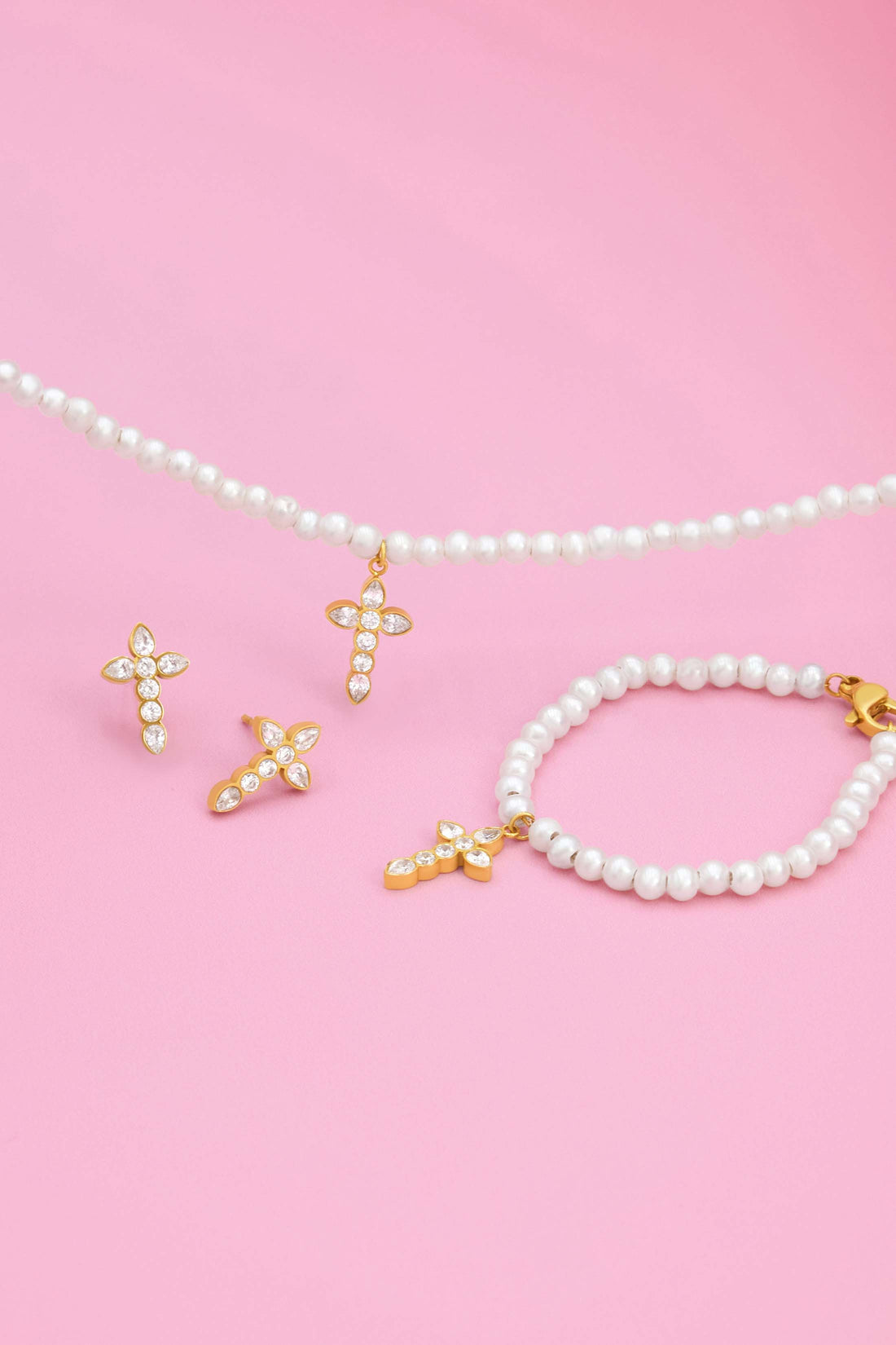 Little Blessing Pearl Necklace, Bracelet &amp; Stud Gift Set