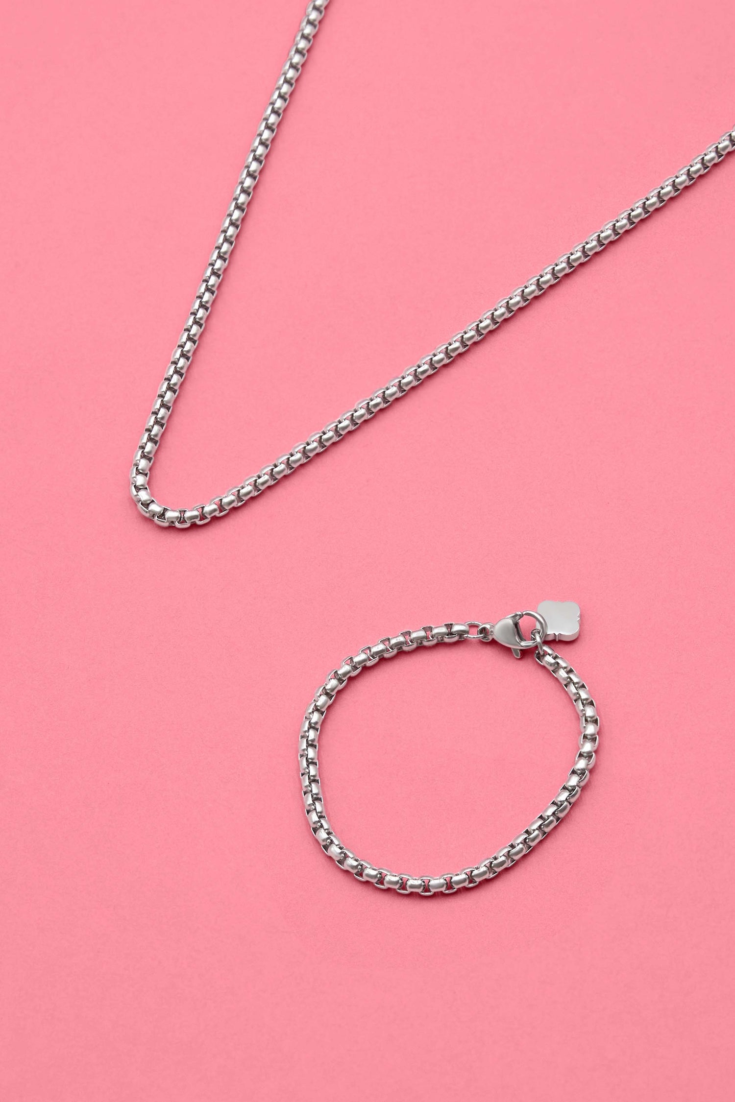Boys Box Chain Silver Bracelet