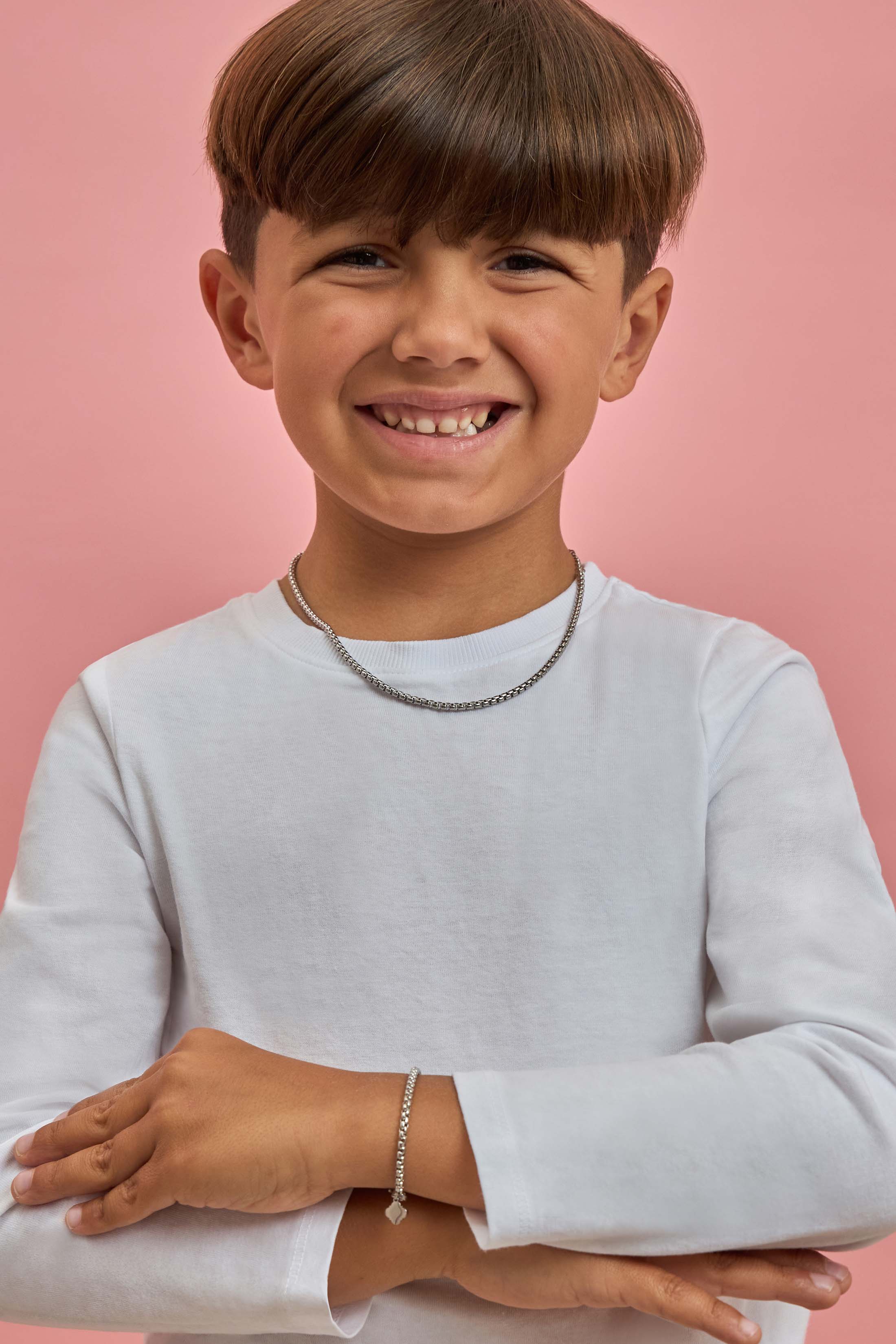 Boys Box Chain Silver Necklace