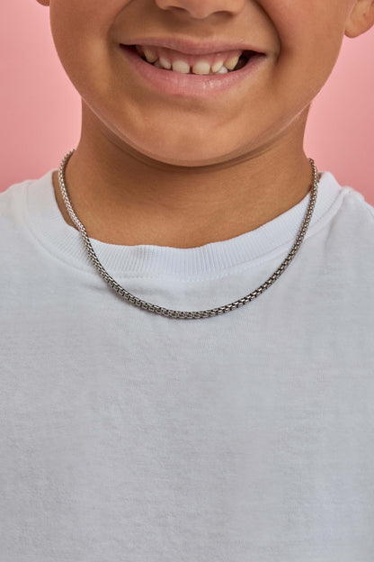 Boys Box Chain Silver Necklace