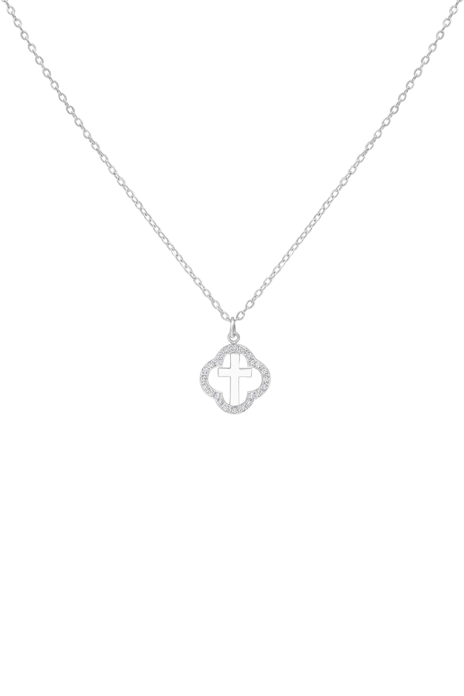 Halo Cross Silver Necklace
