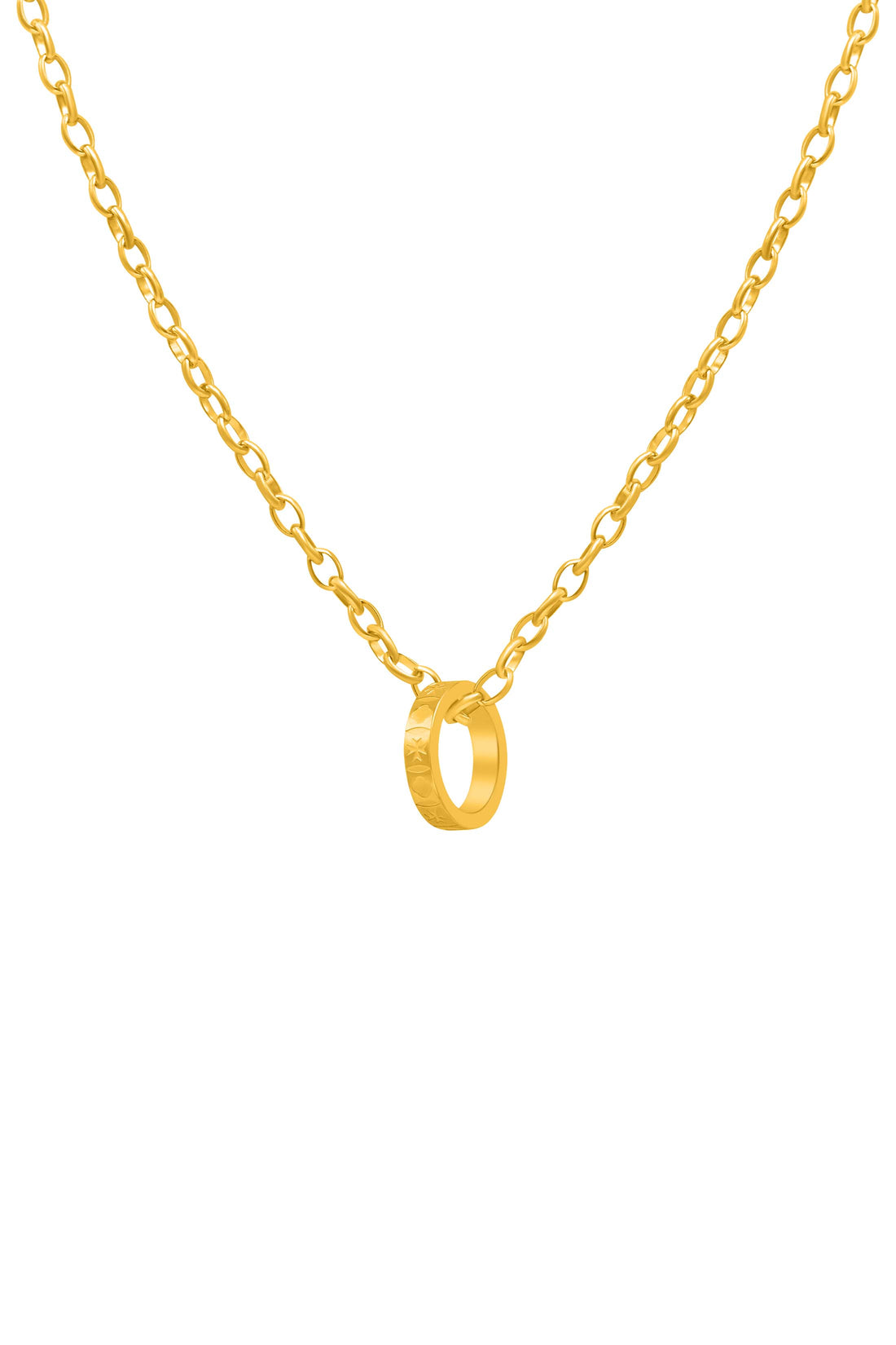 Maltese Legacy Gold Ring Pendant with Link Chain