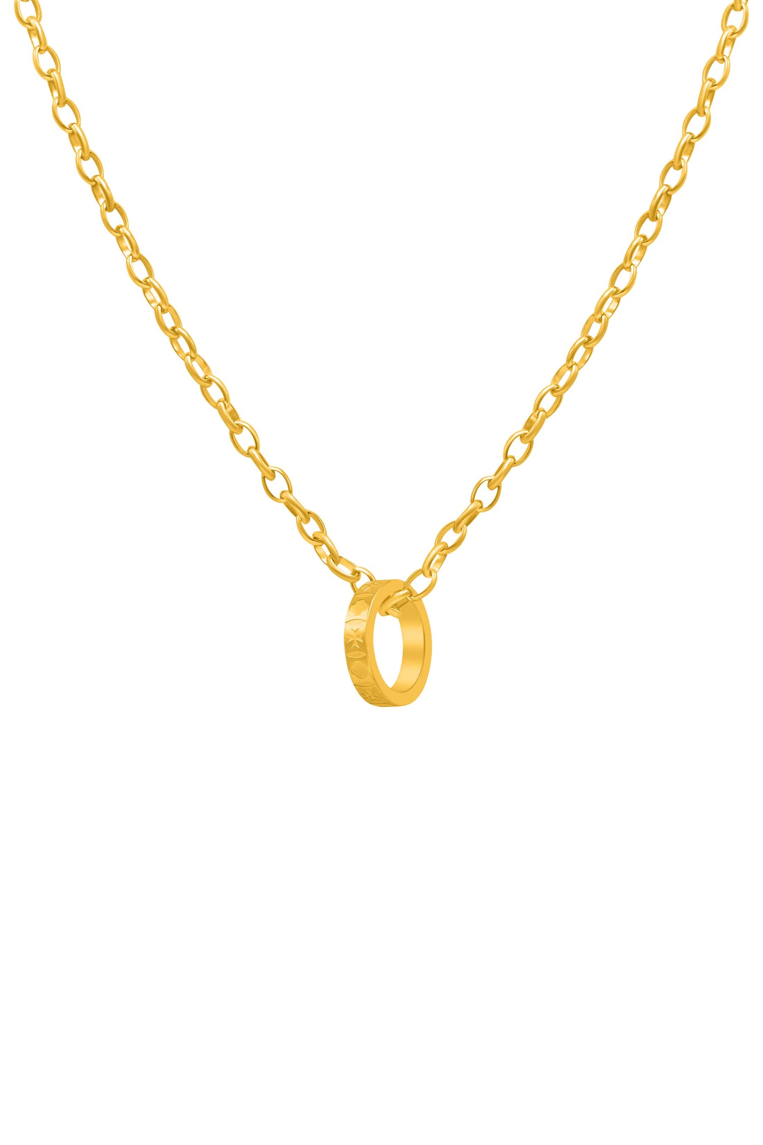 Maltese Legacy Gold Ring Pendant with Link Chain