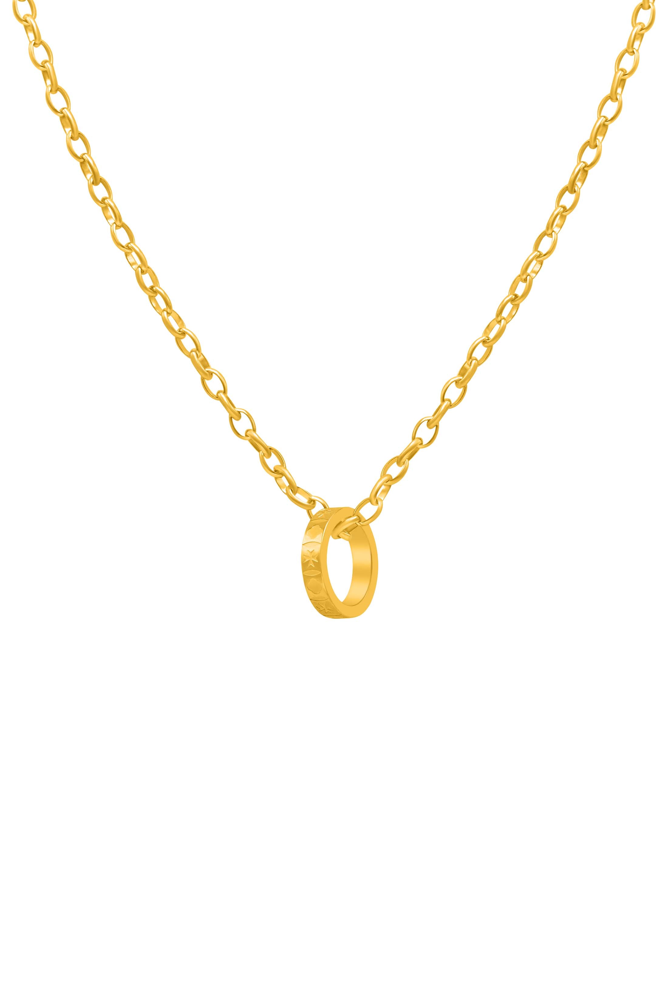 Maltese Legacy Gold Ring Pendant with Link Chain