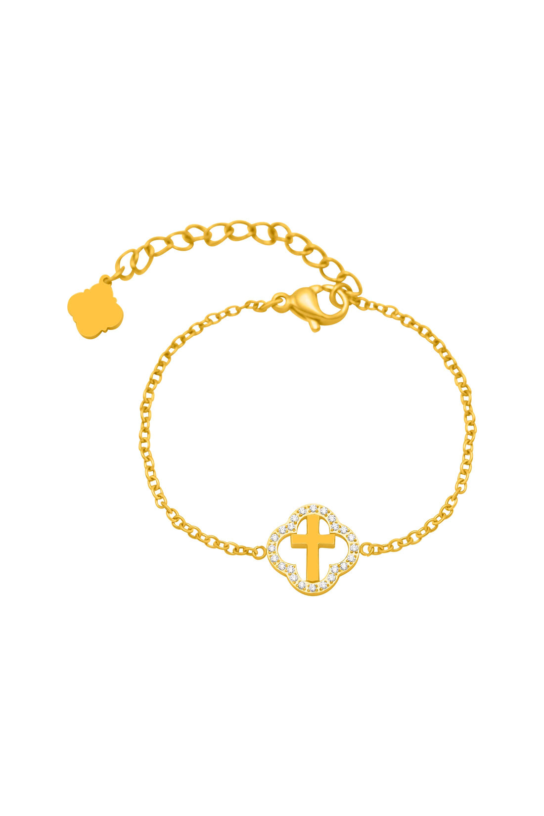 Halo Cross Gold Bracelet