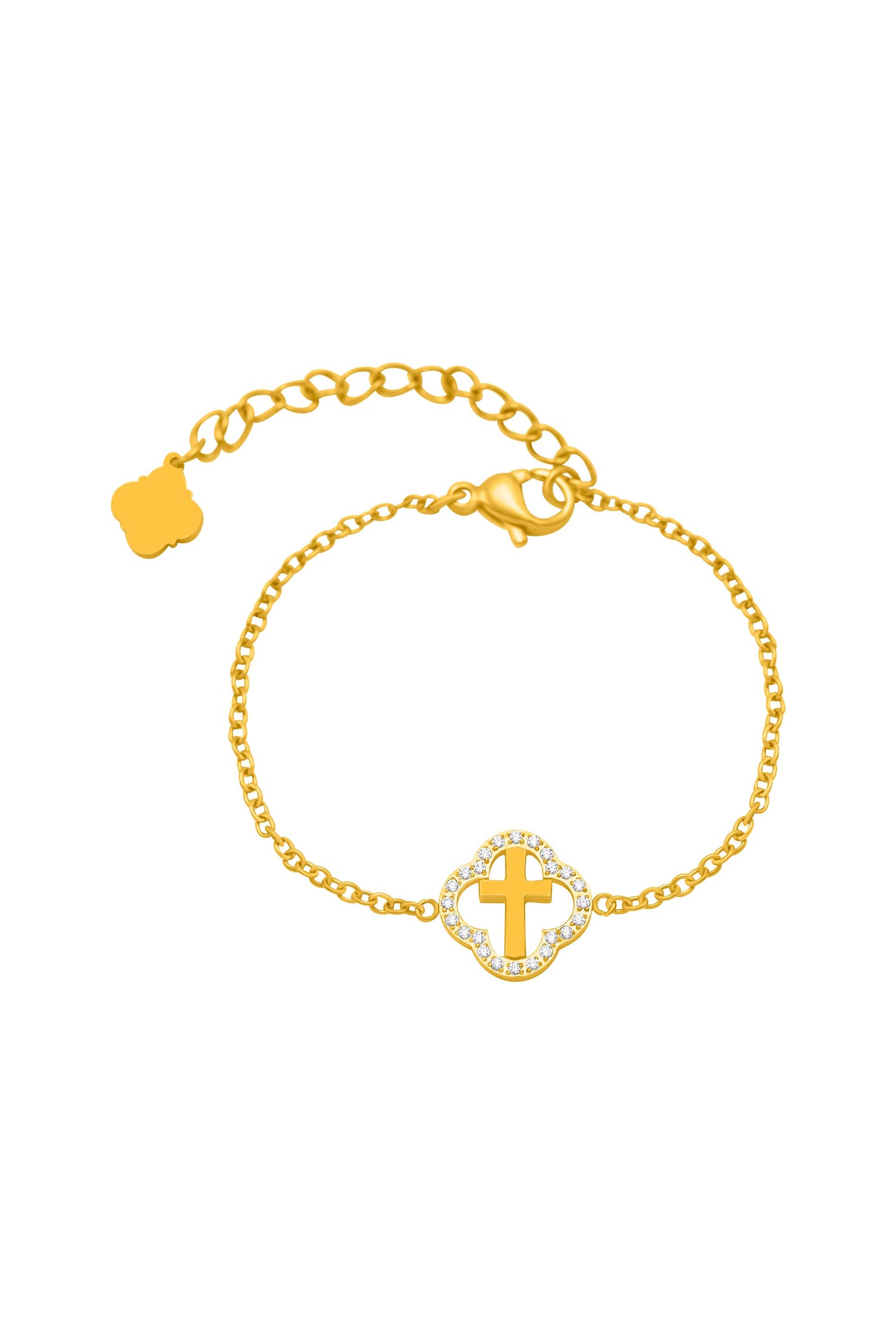 Halo Cross Gold Bracelet