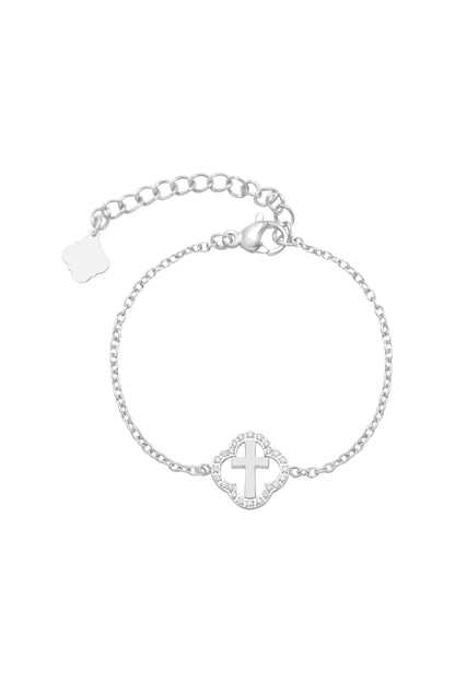 Halo Cross Silver Necklace &amp; Bracelet Gift Set