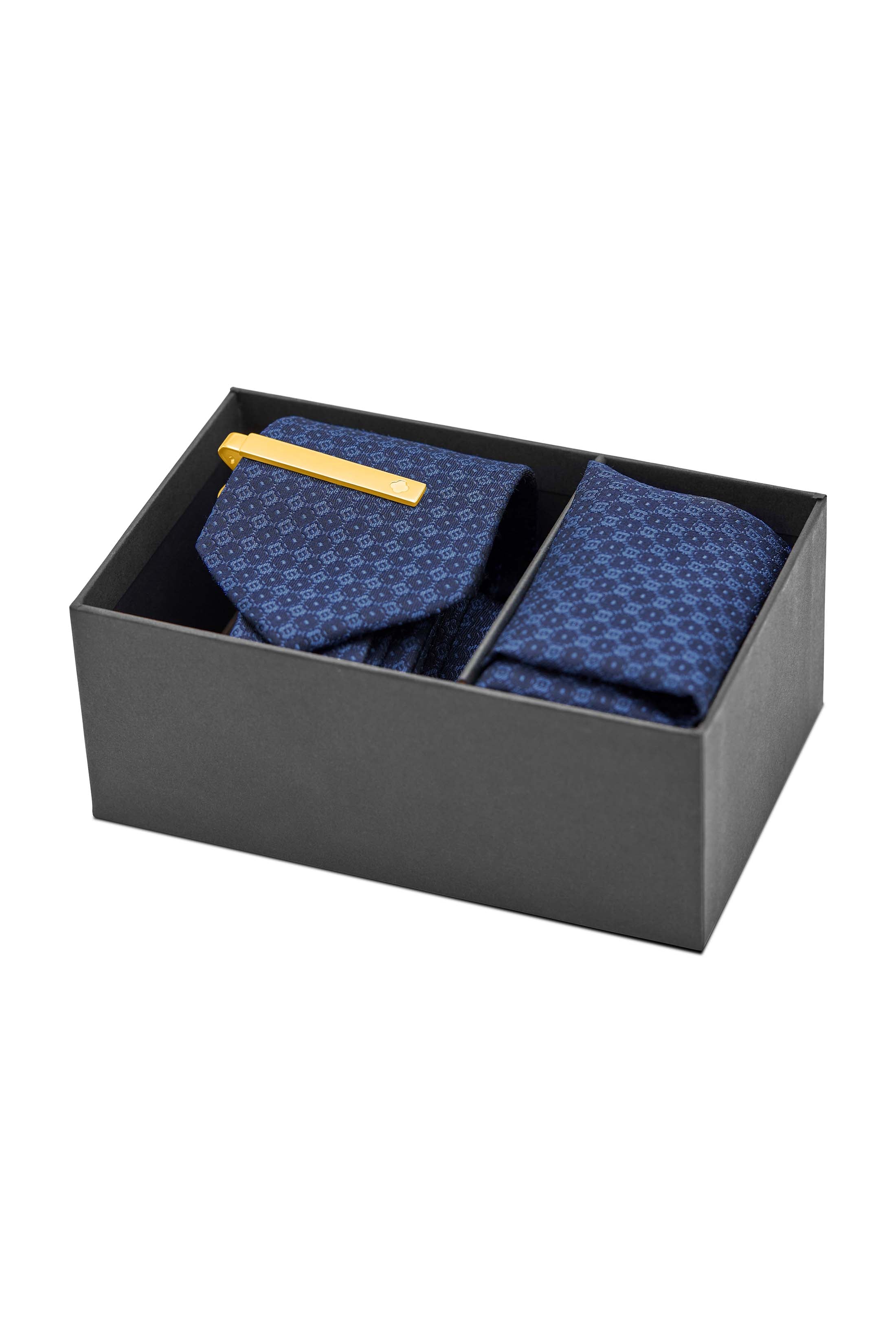Carisma Blue Signature Tie &amp; Pocket Square &amp; Carisma Crest Tie Clip Gift Set