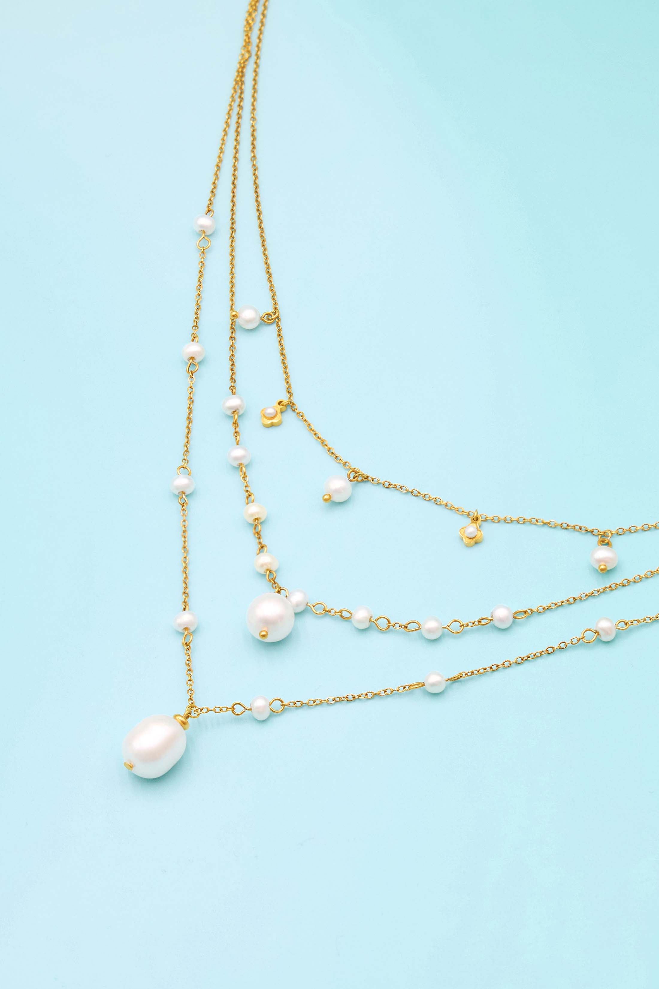 Pearl Drop Cascade Necklace